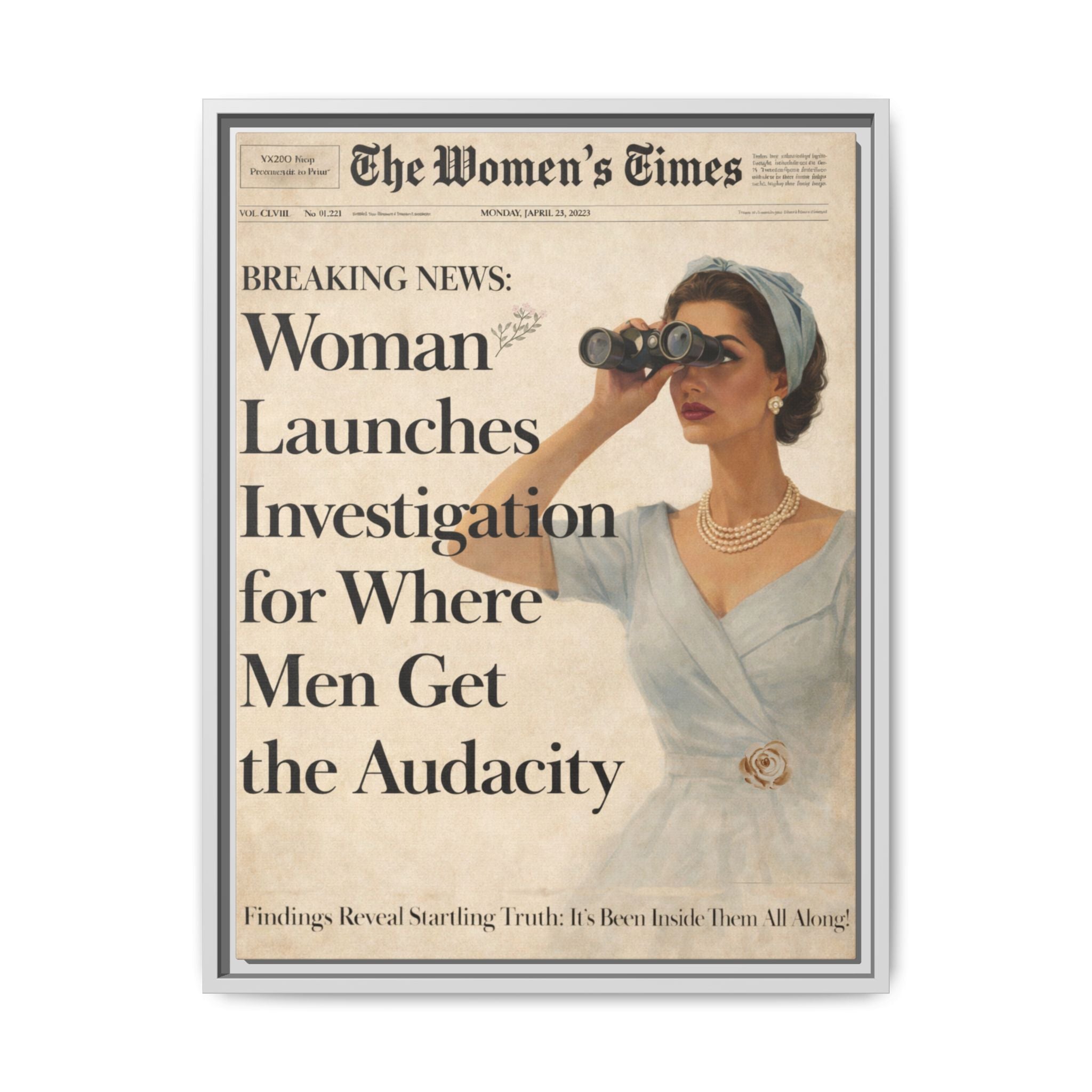 Vintage Funny Women's Retro Art Matte Canvas Framed — Retro Inspirational Wall Art