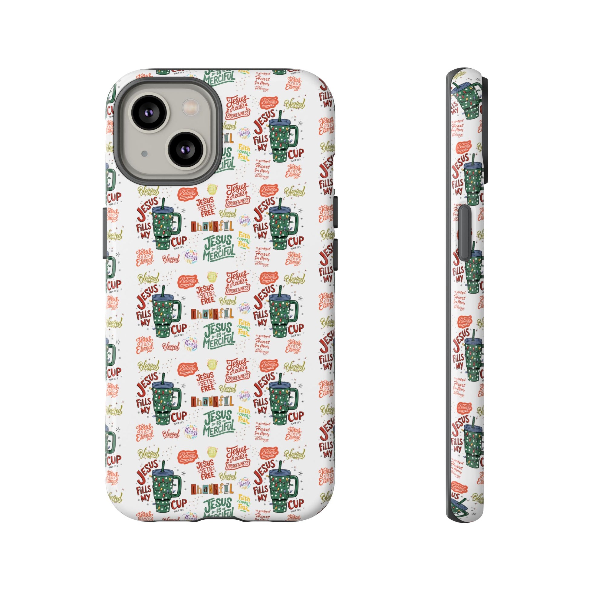 Jesus Fill My Cup Phone Case Cute Floral Design in Red, Pink, Blue – Aesthetic Protective Case for iPhone and  Android