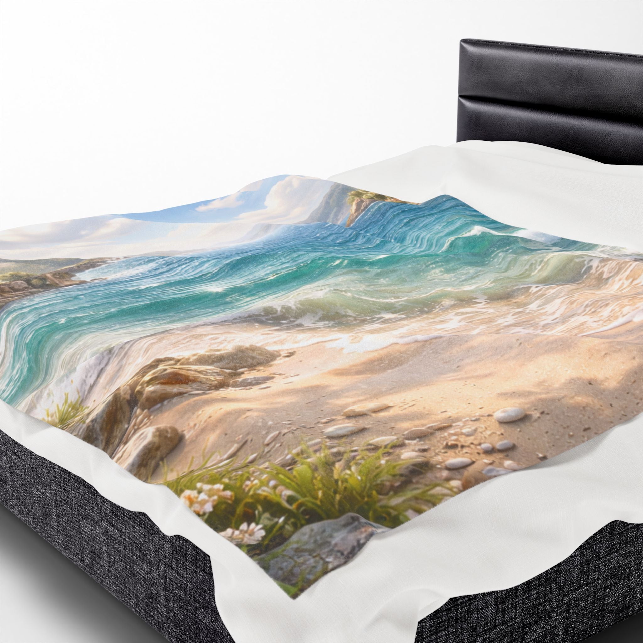 Coastal Horizon Velveteen Plush Blanket — Ocean View Minky Throw