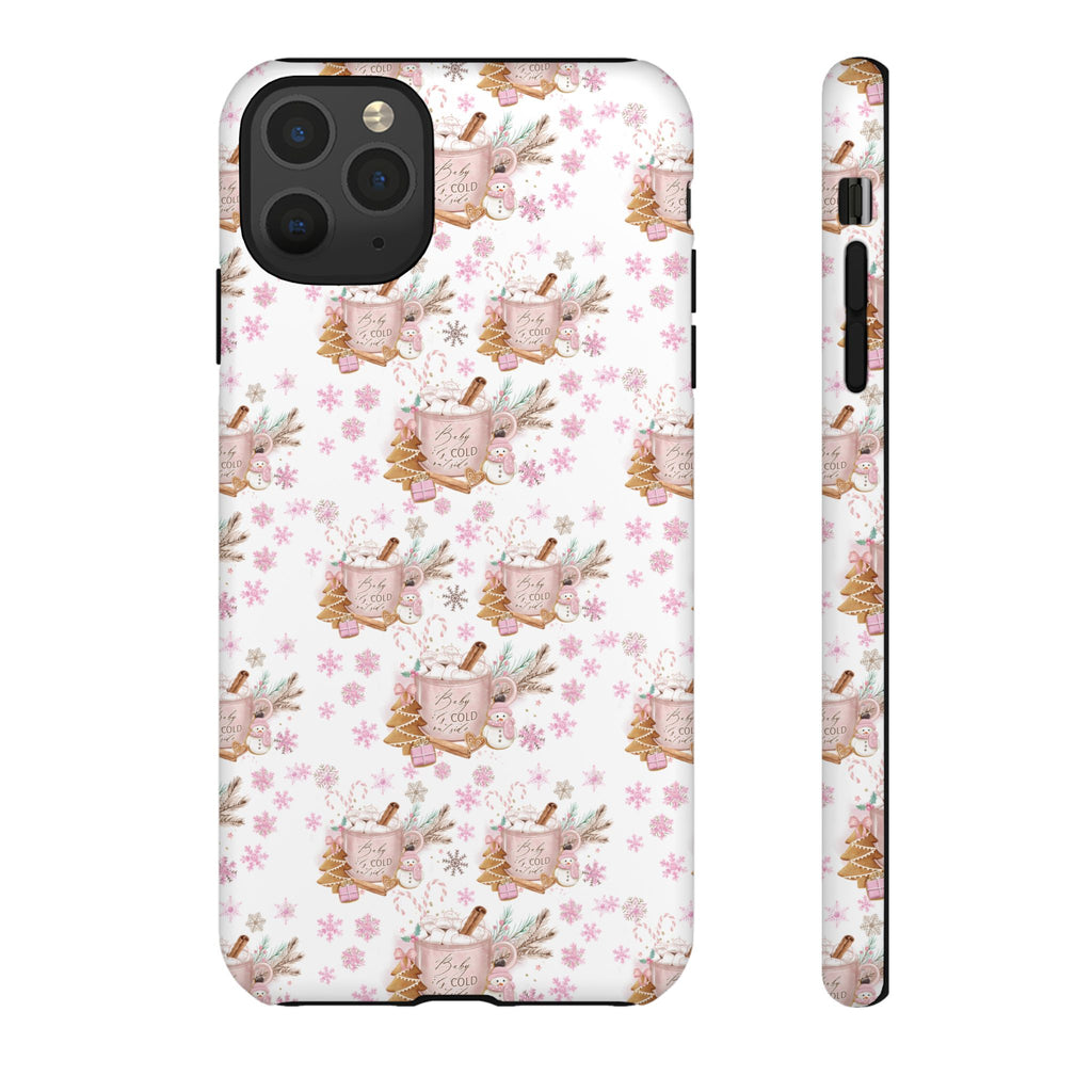 Baby it's Cold Outside Pink and White Phone Case Unique Holiday Protection for Your Device | Stylish & Durable Cover Gift for Her Phone 15, Samsung iPhone Samsung Accessory Gift for Her