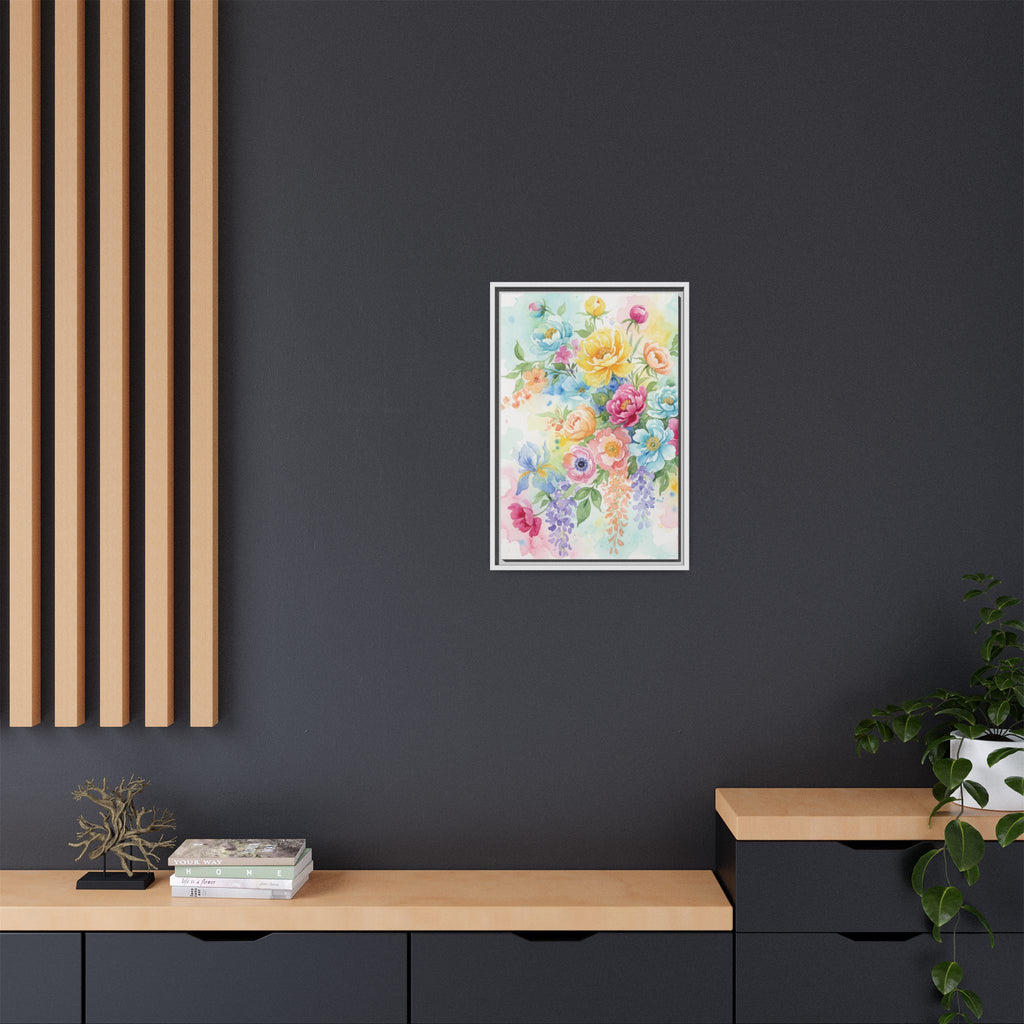 Toile Bouquet Floral Aquarelle, Art Mural Mat Encadré | Art Mural Multicolore