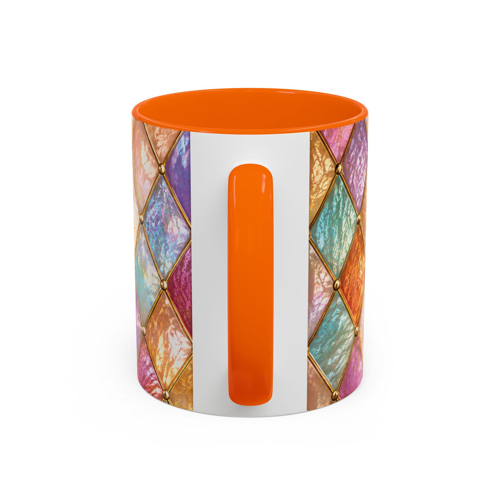 Colorful Jewel-Quilt Accent Coffee Mug — Vibrant Stained-Glass Pattern (11/15oz) Gift for her
