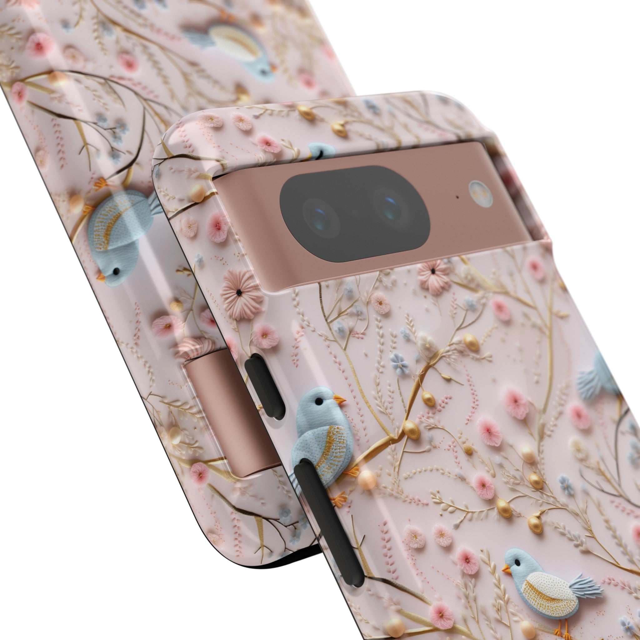 3D Birds Elegant Faux Flowers Phone Case Stylish & Durable for iPhone Samsung Gift iPhone 15, 14, 13 Samsung Pixel Gift for Mom Accessory Gift for Her