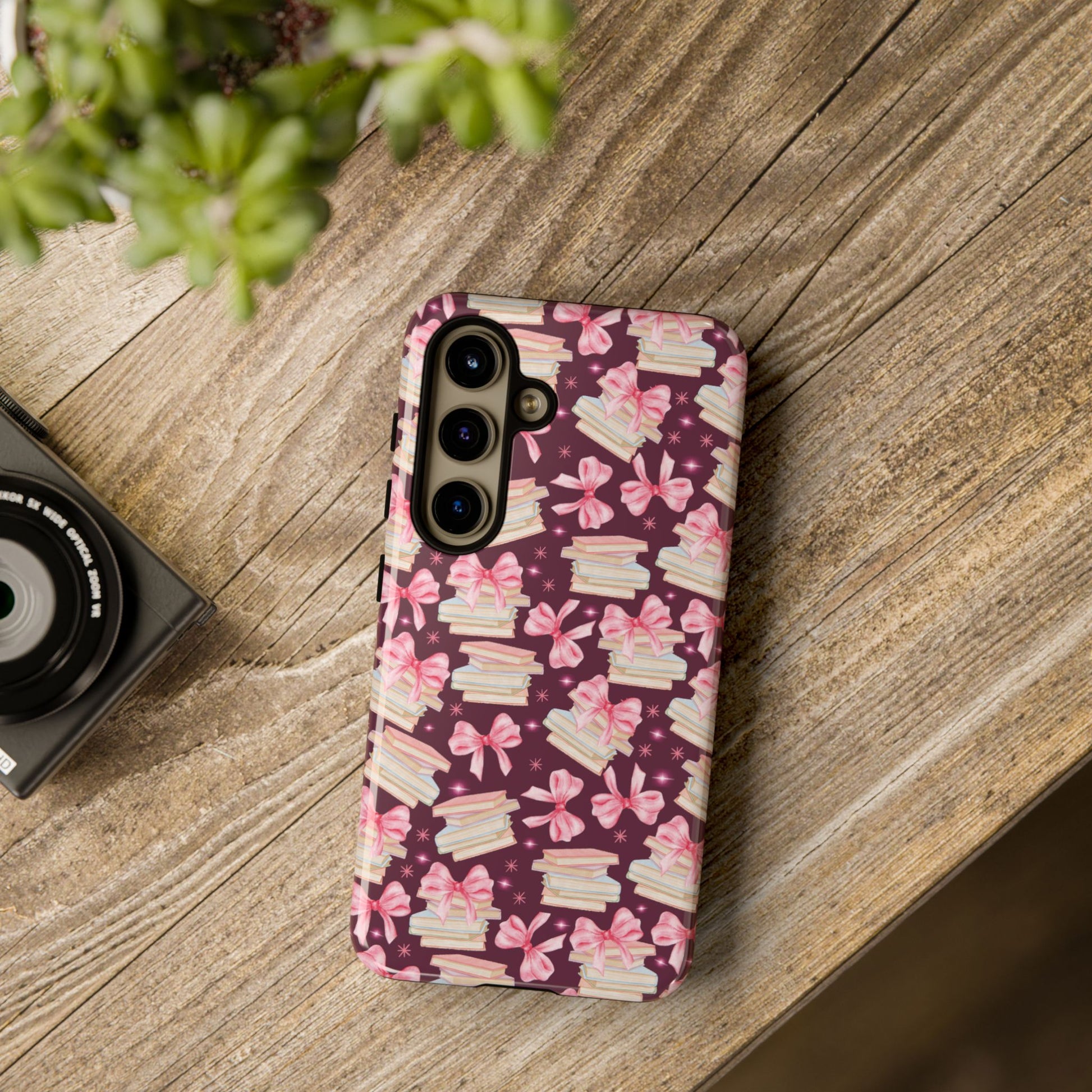 Coquette Pink Bows & Books Phone Case for iPhone 16 15 14 13 12  21 23 Samsung, and Pixel | Stylish Protective Cover Gift for Her Perfect for Floral Lover