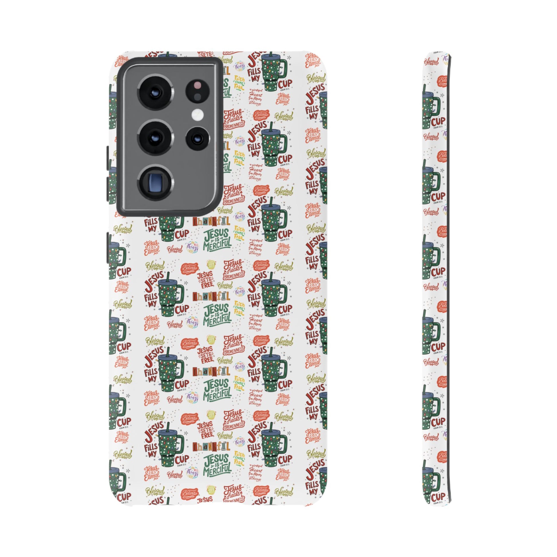 Jesus Fill My Cup Phone Case Cute Floral Design in Red, Pink, Blue – Aesthetic Protective Case for iPhone and  Android