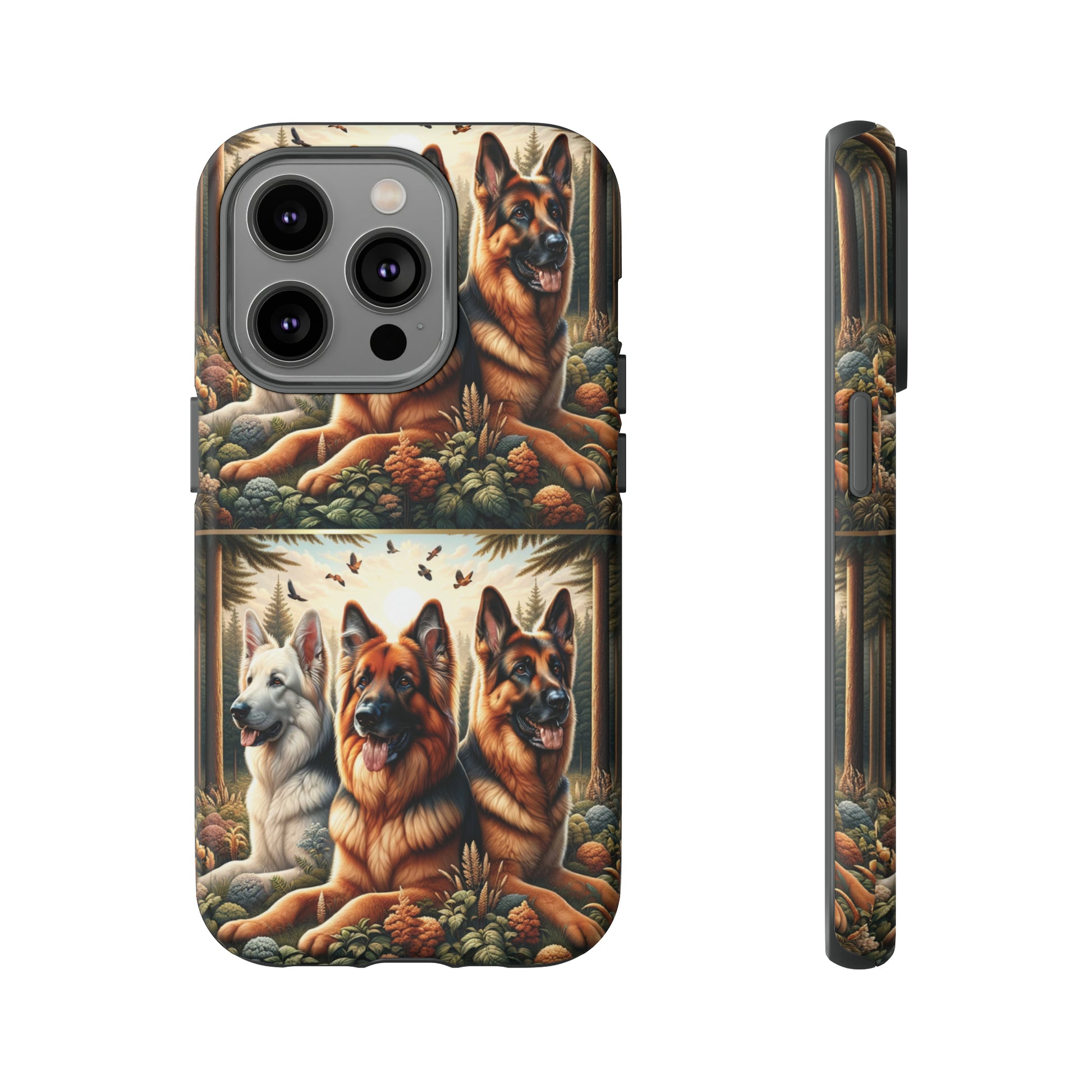German Shepherd Phone Tough Case Floral Elegant Durable Dog Lover Devices iPhone 15, Samsung iPhone Samsung Accessory Gift for Her.