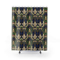 Imperial Art Deco Gold & Navy Shower Curtain — Geometric Luxury Bathroom Decor