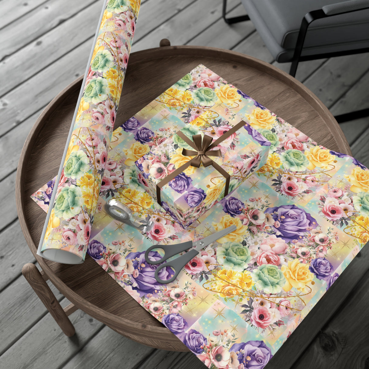 Pastel Floral Wrapping Paper | Vibrant Seasonal Blooms | Perfect for Birthdays, Special Occasions | Premium Quality Gifts Moms Weddings