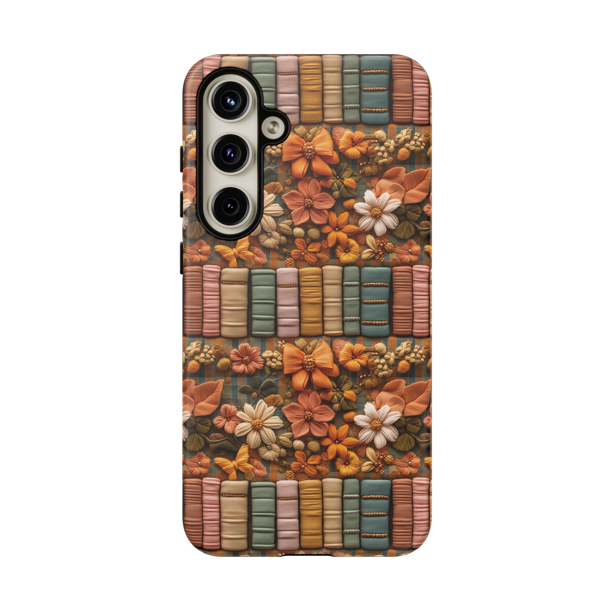 3D Illusion Boho Floral and Books Phone Case Gift for Her Phone 15, Samsung iPhone Samsung Gift for Her Case iPhone 15, Samsung iPhone Samsung Accessory Gift for Her