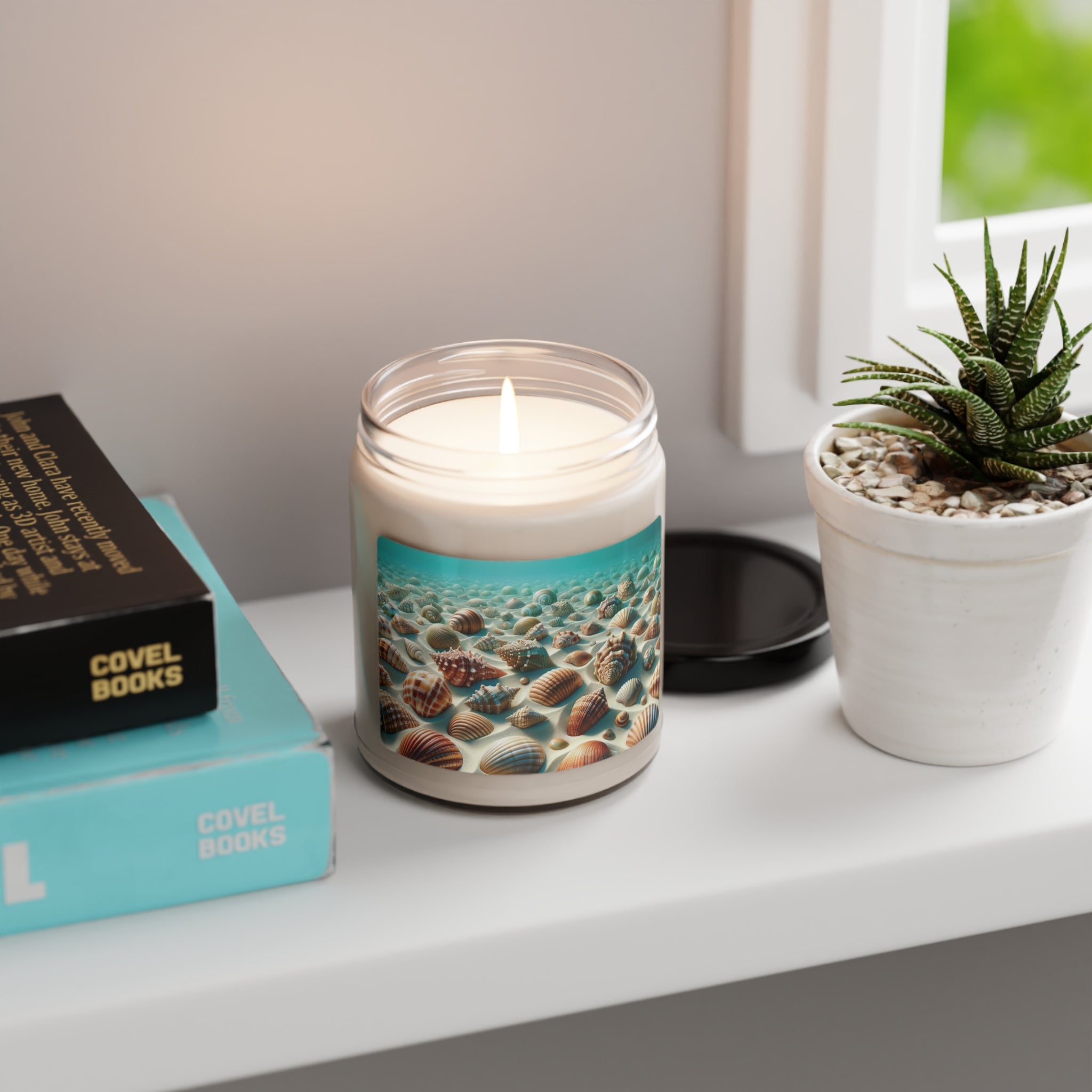 Plush Ocean Bliss Turquoise Seashell Candle Perfect for Relaxation Home Ambiance Scented Soy Candle, 9oz, Wedding, Bridal Shower, Mother's Day Gift Housewarming Gift.