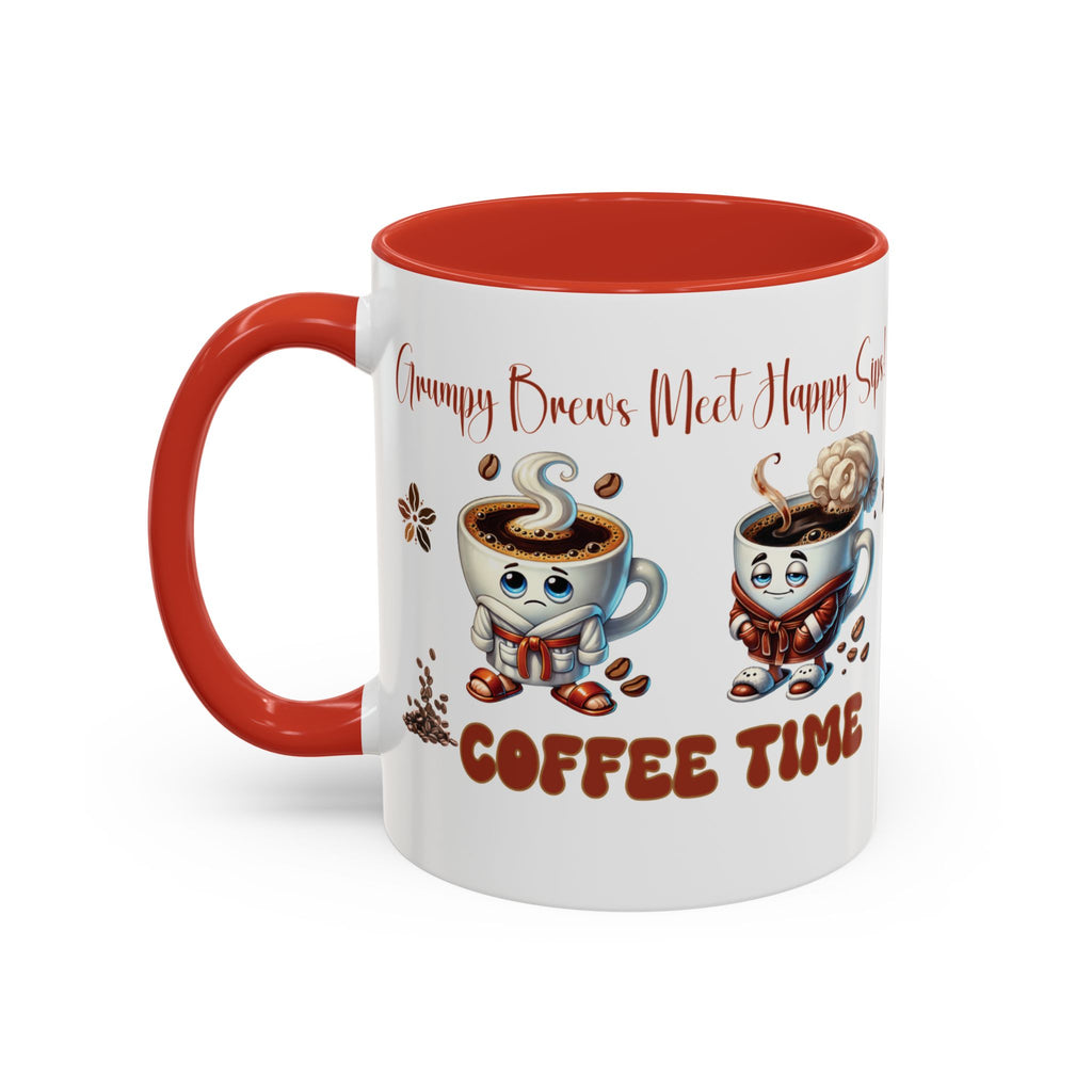 Grumpy Brews Meet Happy Sips Ceramic Mug - Funny Coffee Cup, Cute Tea Mug, Sarcastic Drinkware, Unique Gift, Kitchen Decor Accent Coffee Mug (11, 15oz) - MRSBYVALLE