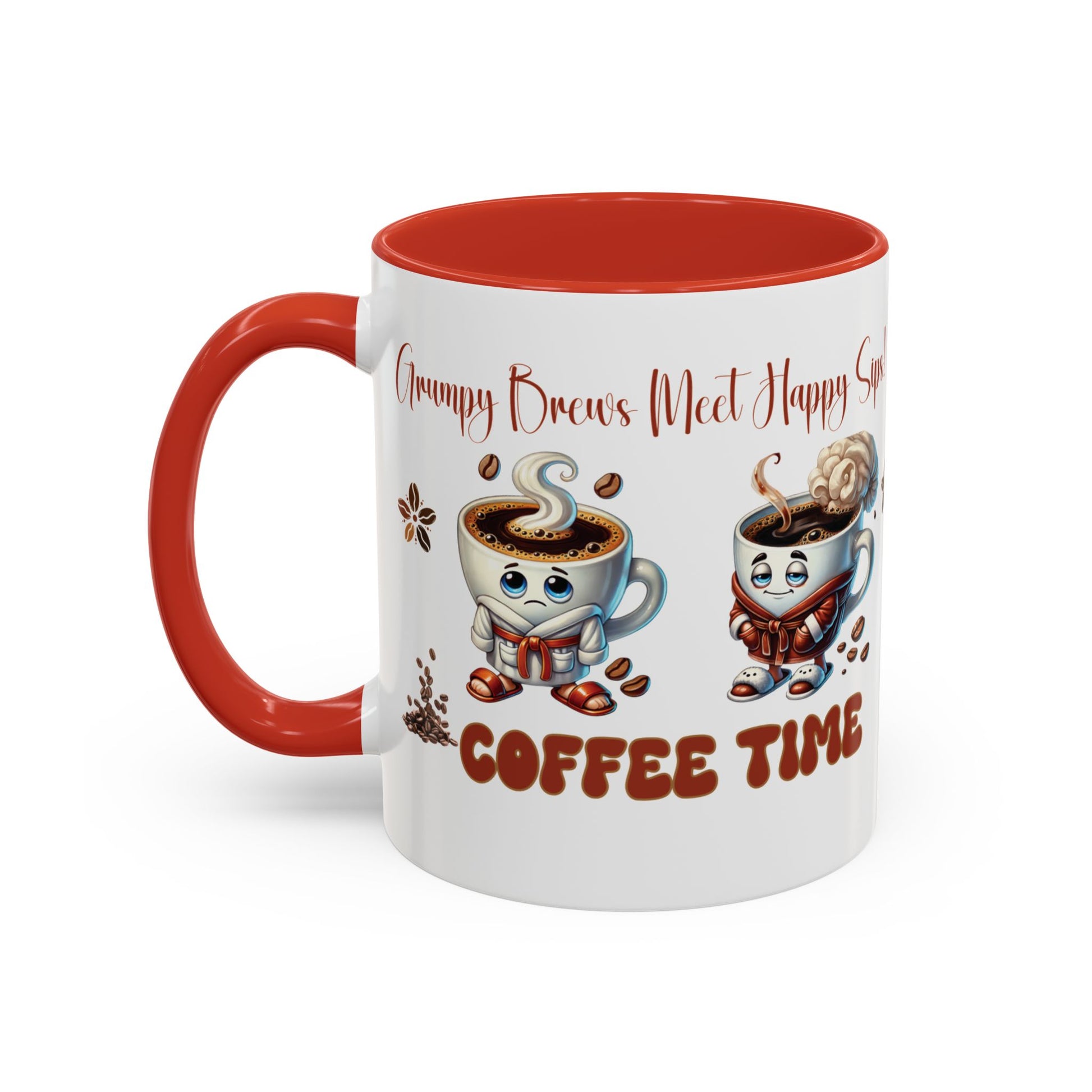 Grumpy Brews Meet Happy Sips Ceramic Mug - Funny Coffee Cup, Cute Tea Mug, Sarcastic Drinkware, Unique Gift, Kitchen Decor Accent Coffee Mug (11, 15oz) - MRSBYVALLE