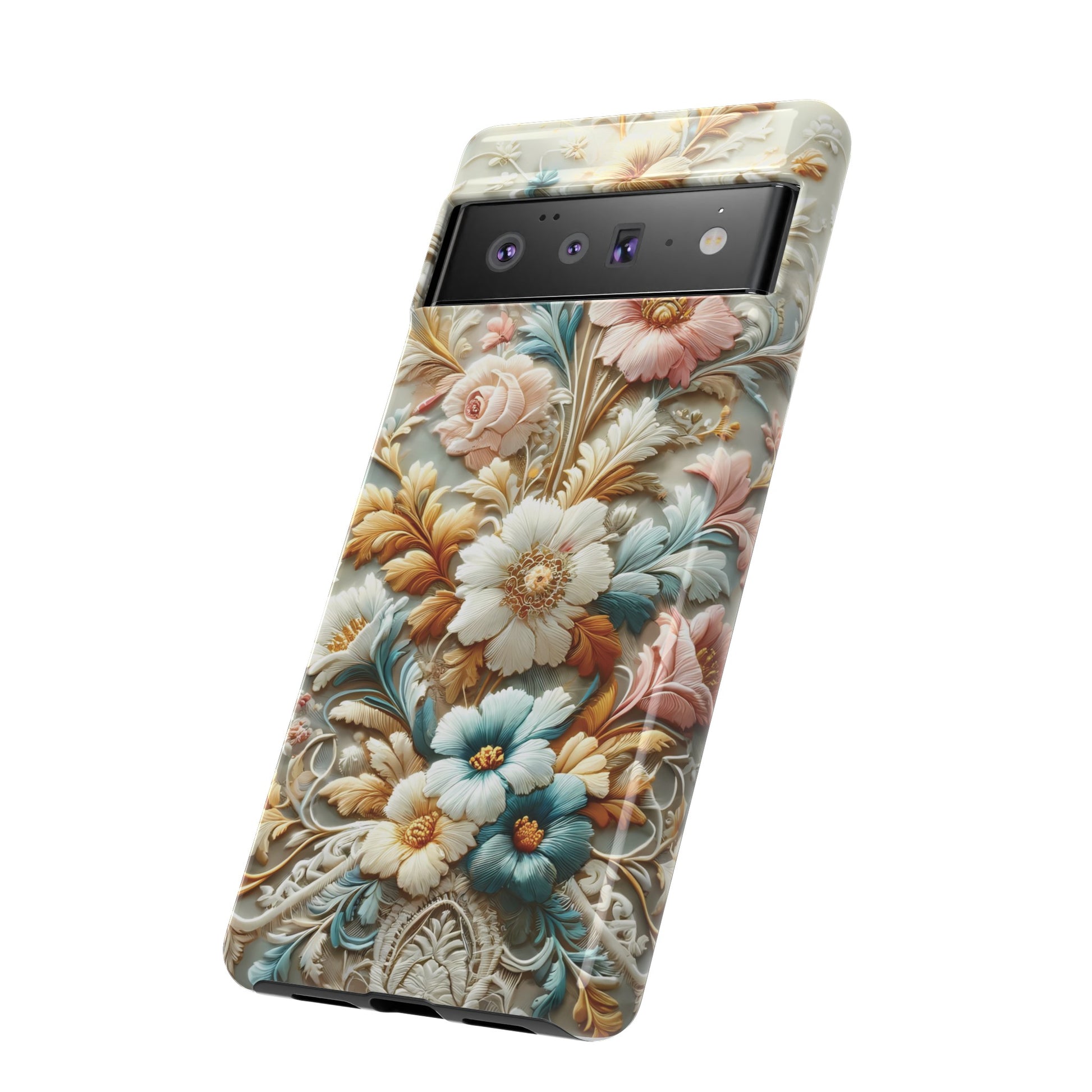 3D Elegant Faux Flowers Phone Case Stylish & Durable for iPhone Samsung Gift iPhone 15, 14, 13 Samsung Pixel Gift for Mom Accessory Gift for Her