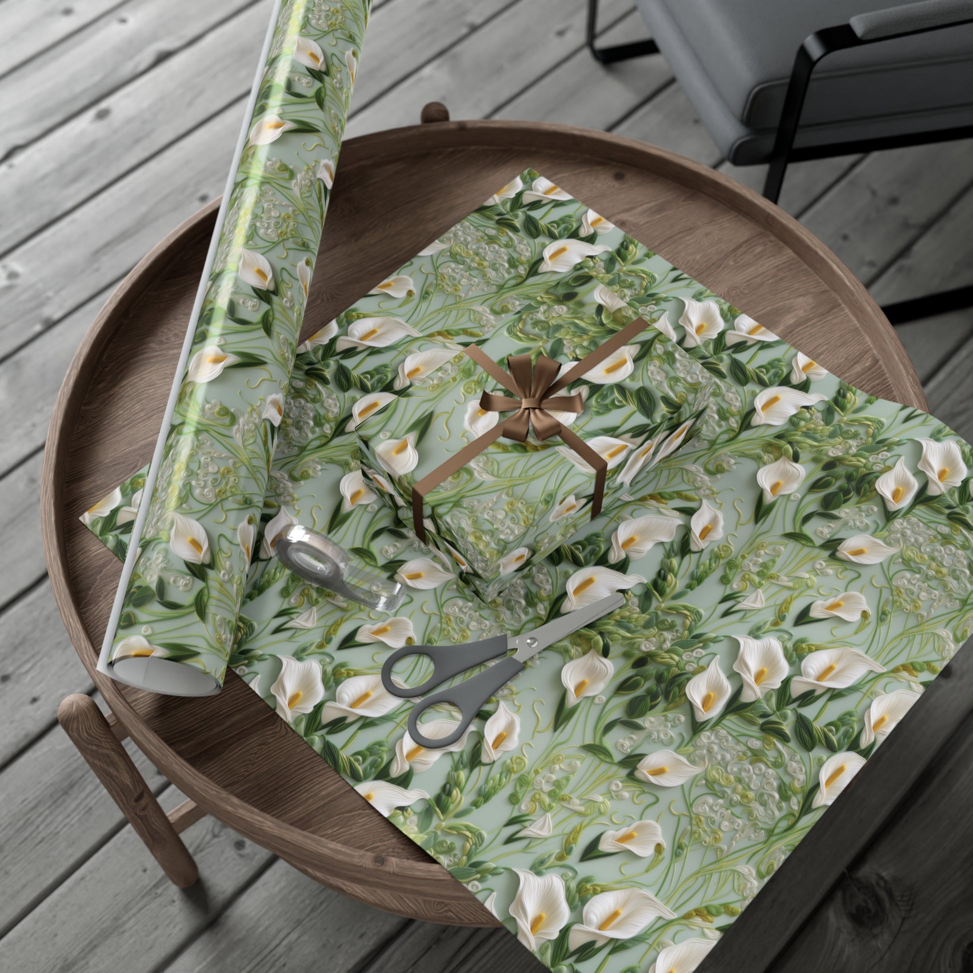 Elegant Calla Lily Wrapping Paper Beautiful Floral Design for Christmas, Birthdays & Special Occasions | Premium Gift Wrap for Nature Lovers Luxurious - MRSBYVALLE