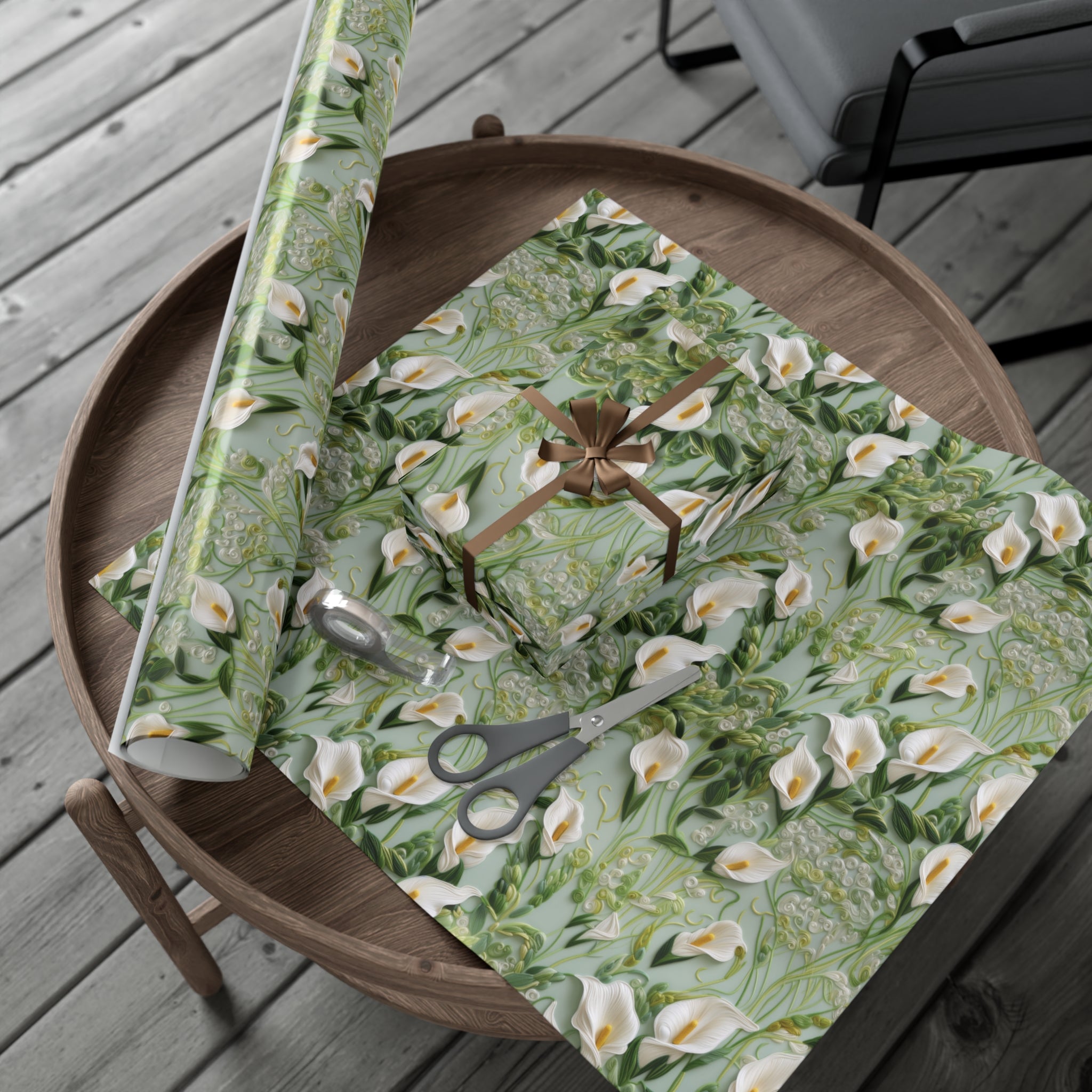 Elegant Calla Lily Wrapping Paper Beautiful Floral Design for Christmas, Birthdays & Special Occasions | Premium Gift Wrap for Nature Lovers Luxurious - MRSBYVALLE