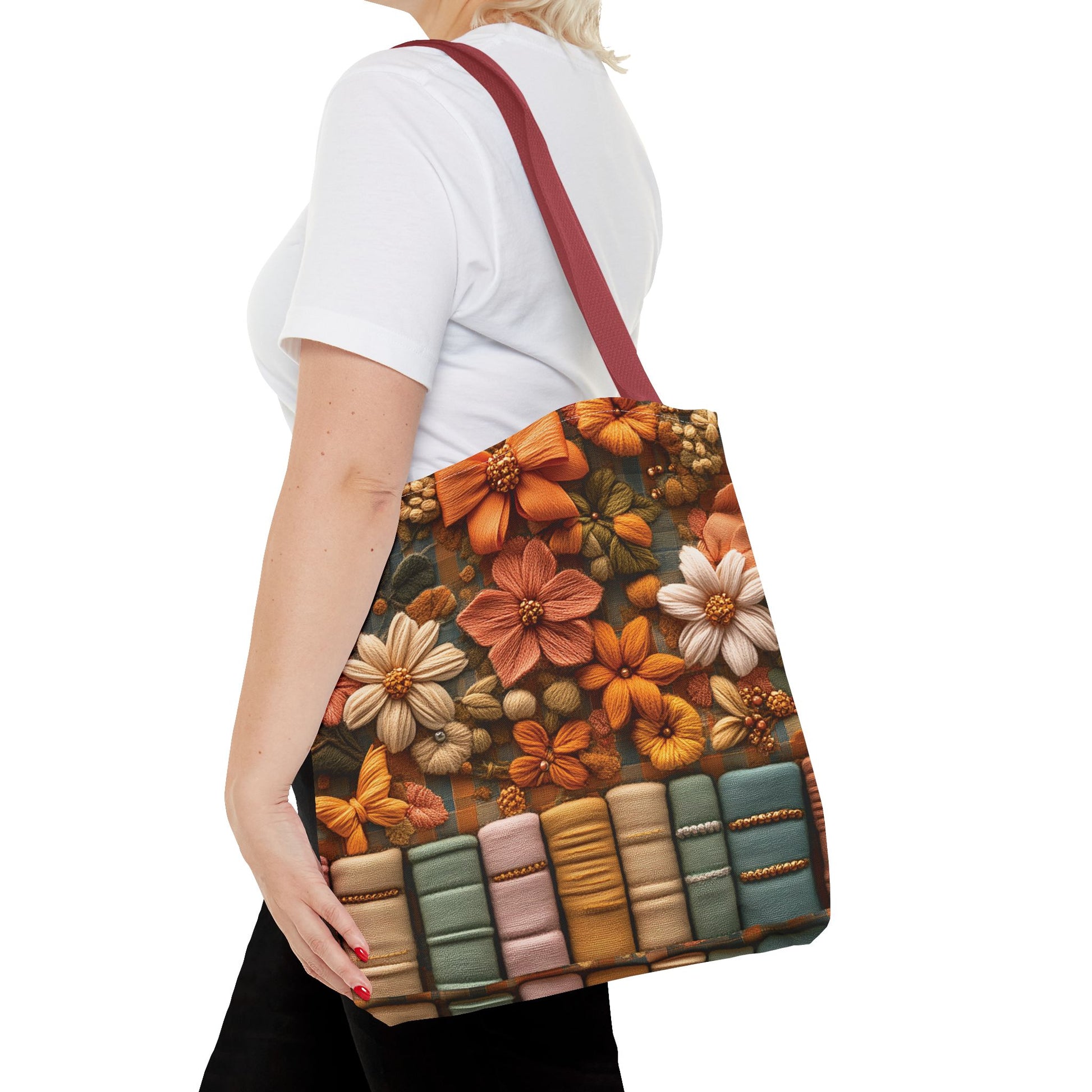 Boho Floral 3D Illusion Tote with Books Design Stylish and Functional Bag for Everyday Use Durable, Reusable, and Perfect for Book Lovers and Boho Enthusiasts Season - MRSBYVALLE