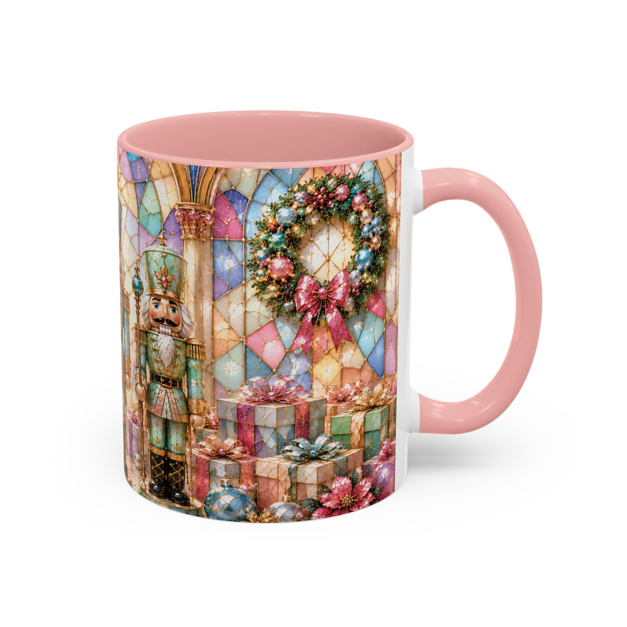 Nutcracker Christmas Coffee Mug – Festive Stained-Glass Holiday Accent Cup (11/15oz) Gift for Her