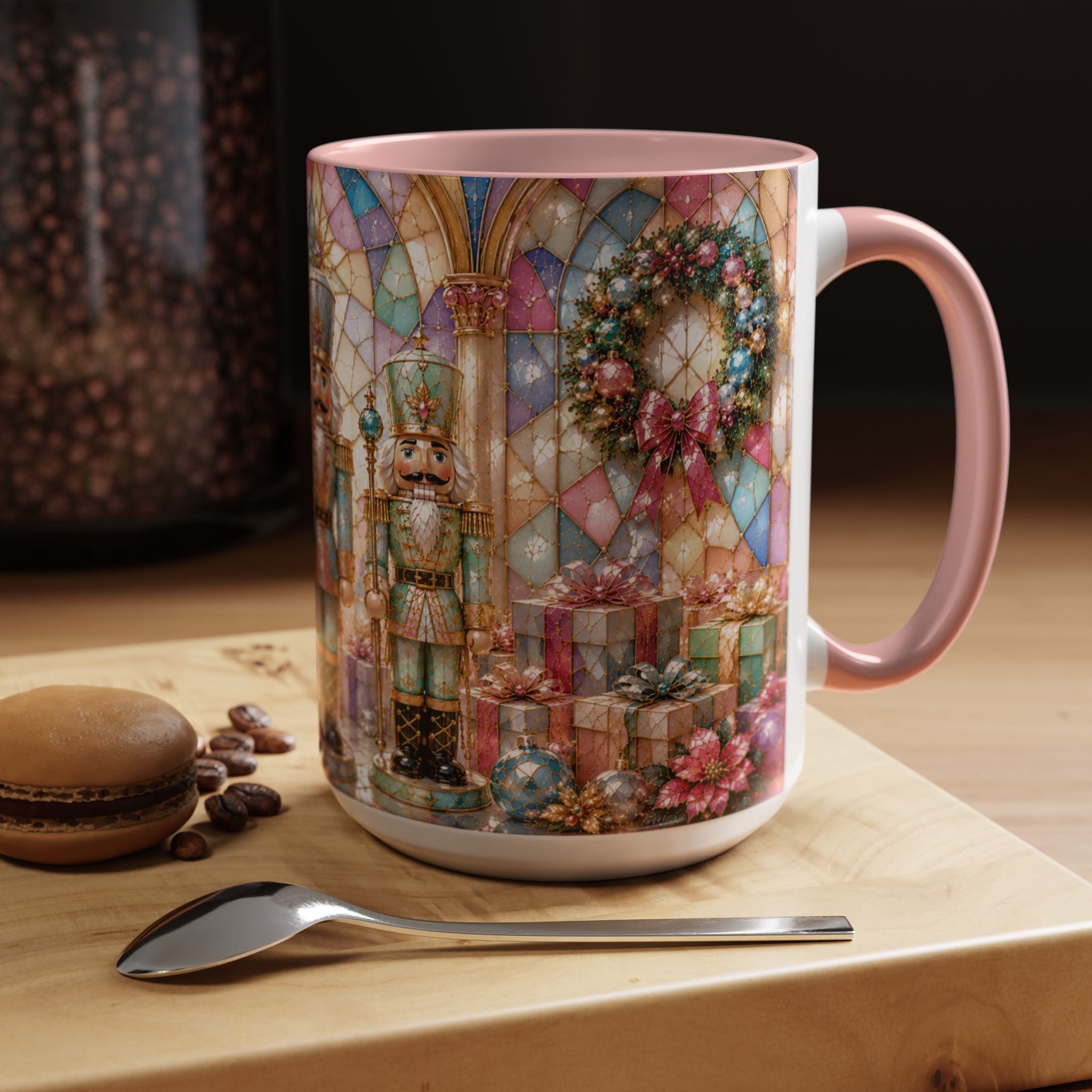 Nutcracker Christmas Coffee Mug – Festive Stained-Glass Holiday Accent Cup (11/15oz) Gift for Her