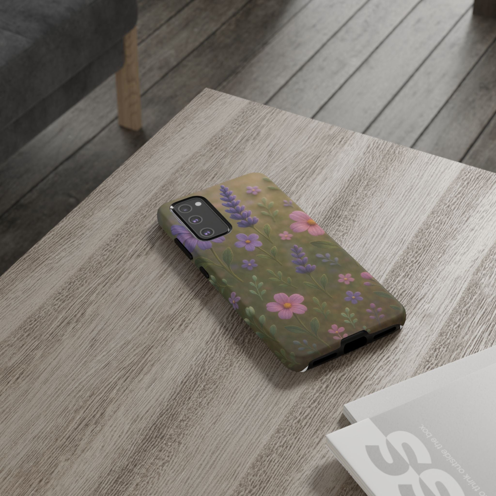 Pastel Flowers 3D Illusion Wildflower Phone Case Cute Pastel Floral Design in Lavender, Pink, Mint Green Aesthetic Protective Case for iPhone and  Android