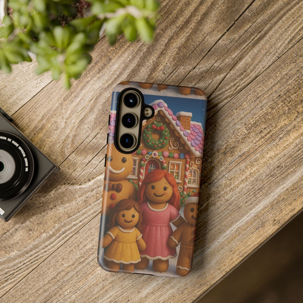 Coque de téléphone esthétique Famille en Pain d'Épices – Design d'inspiration vintage sur le thème de Noël – Étui stylé pour modèles iPhone et Samsung Galaxy