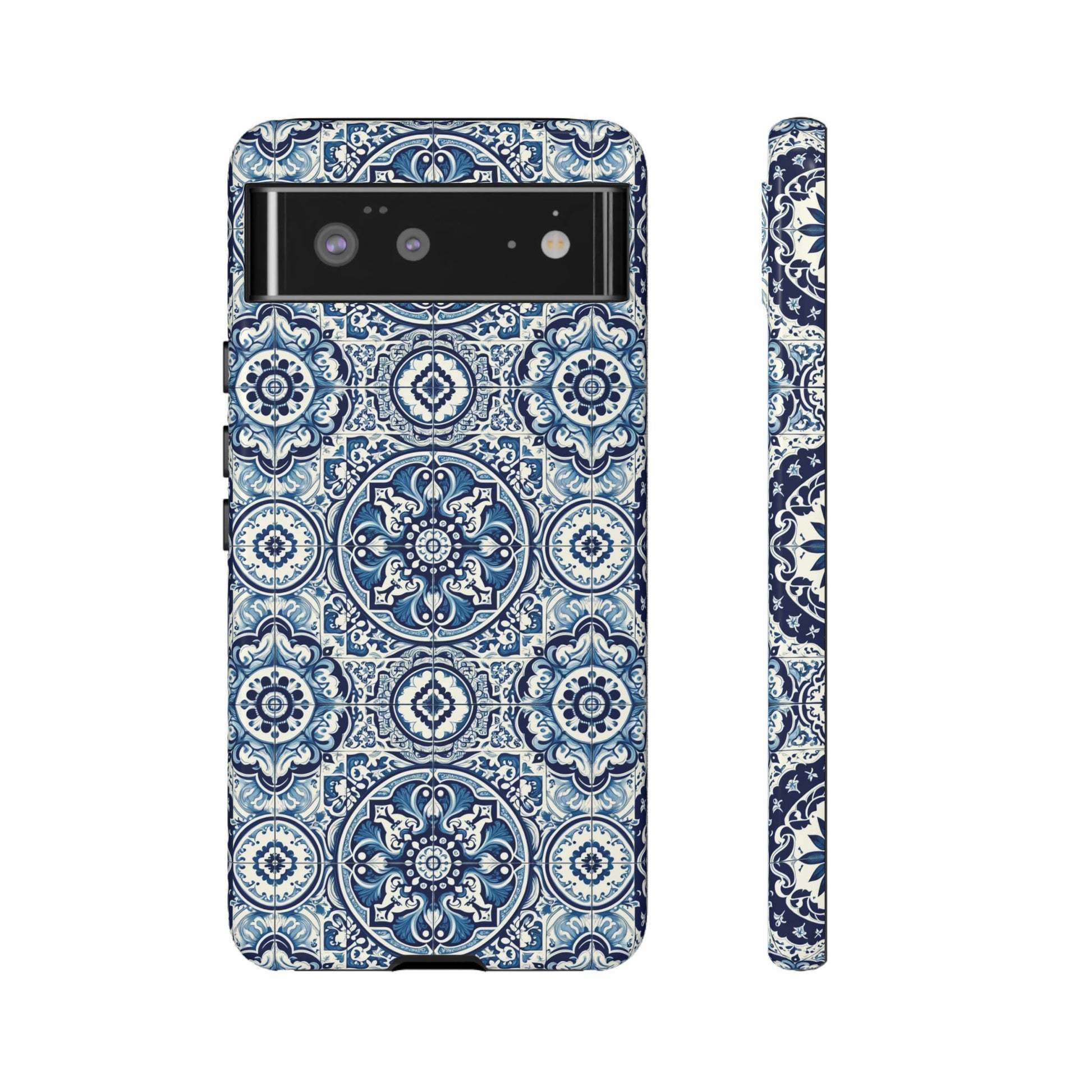 Azulejo Tile Phone Case Elegant Mediterranean Blue Porcelain Design iPhone 17, 16, 15, Samsung iPhone Samsung Accessory Gift for Her