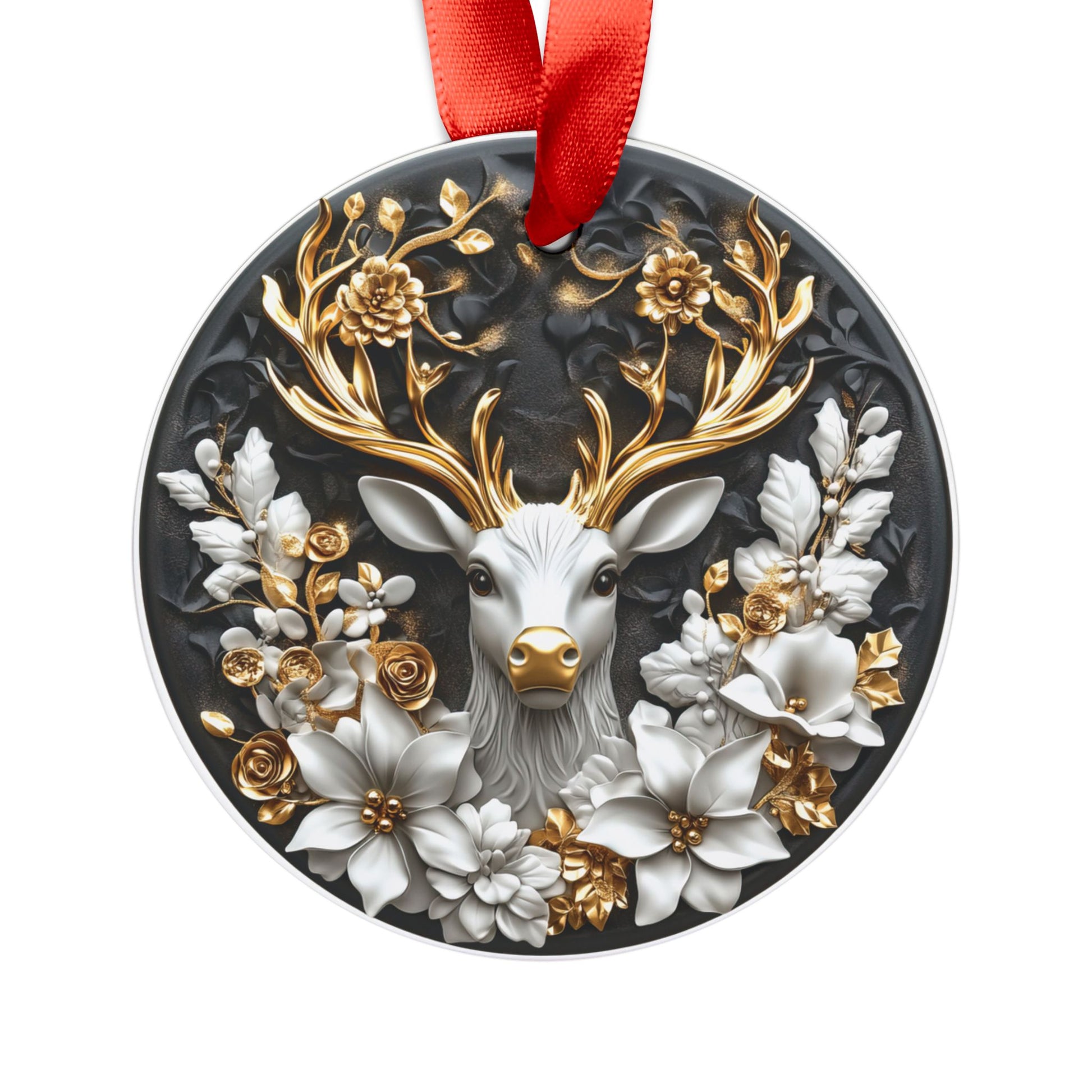 Luxurious Gold & Black Reindeer 3D Illusion Christmas Ornament - Elegant Holiday Decor, Perfect Gift, Adds Timeless Charm and Sophistication to Your Christmas Tree - MRSBYVALLE