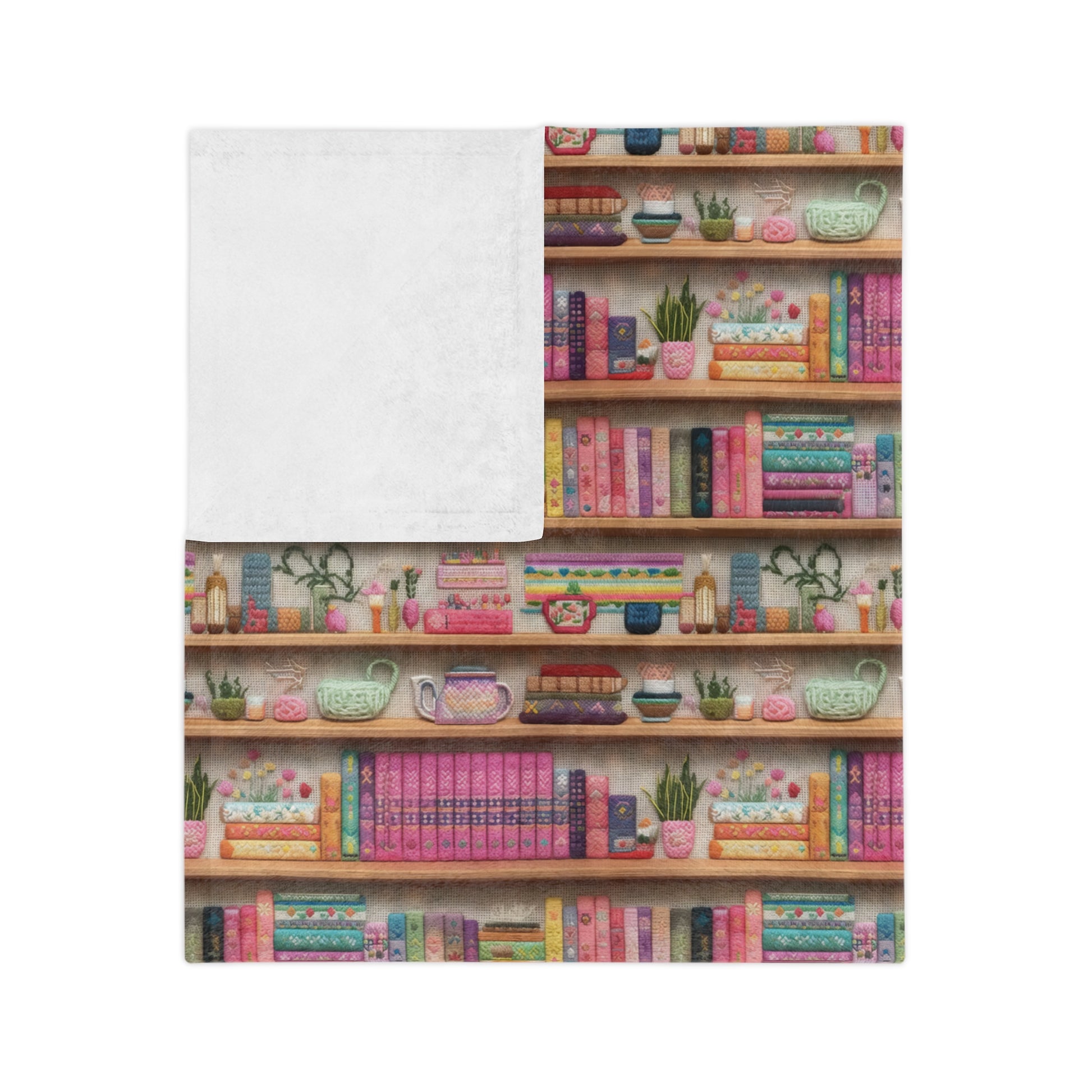 Enchanting 3D Embroidery Illusion Books on Pastel Shelves Minky Blanket Perfect for Readers and Literary Enthusiasts Ultra Soft lightweight Perfect for Home, Couch, or Bed | Best Gift  Comfort Blanket, Perfect for Snuggling Housewarming Gift Throw - MRSBYVALLE