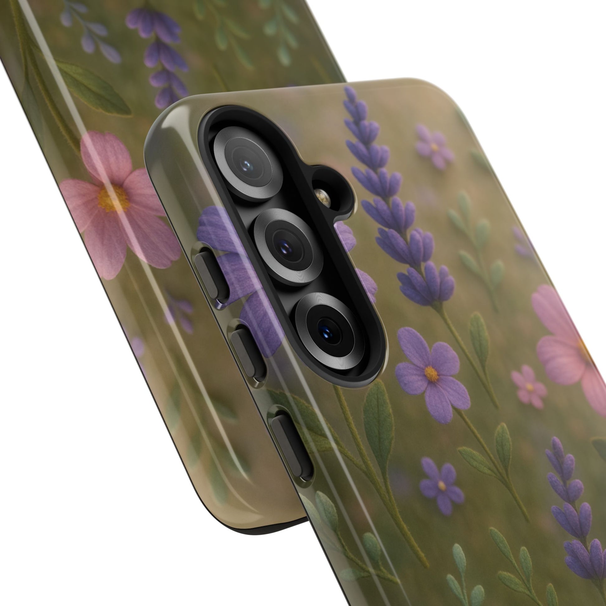 Pastel Flowers 3D Illusion Wildflower Phone Case Cute Pastel Floral Design in Lavender, Pink, Mint Green Aesthetic Protective Case for iPhone and  Android