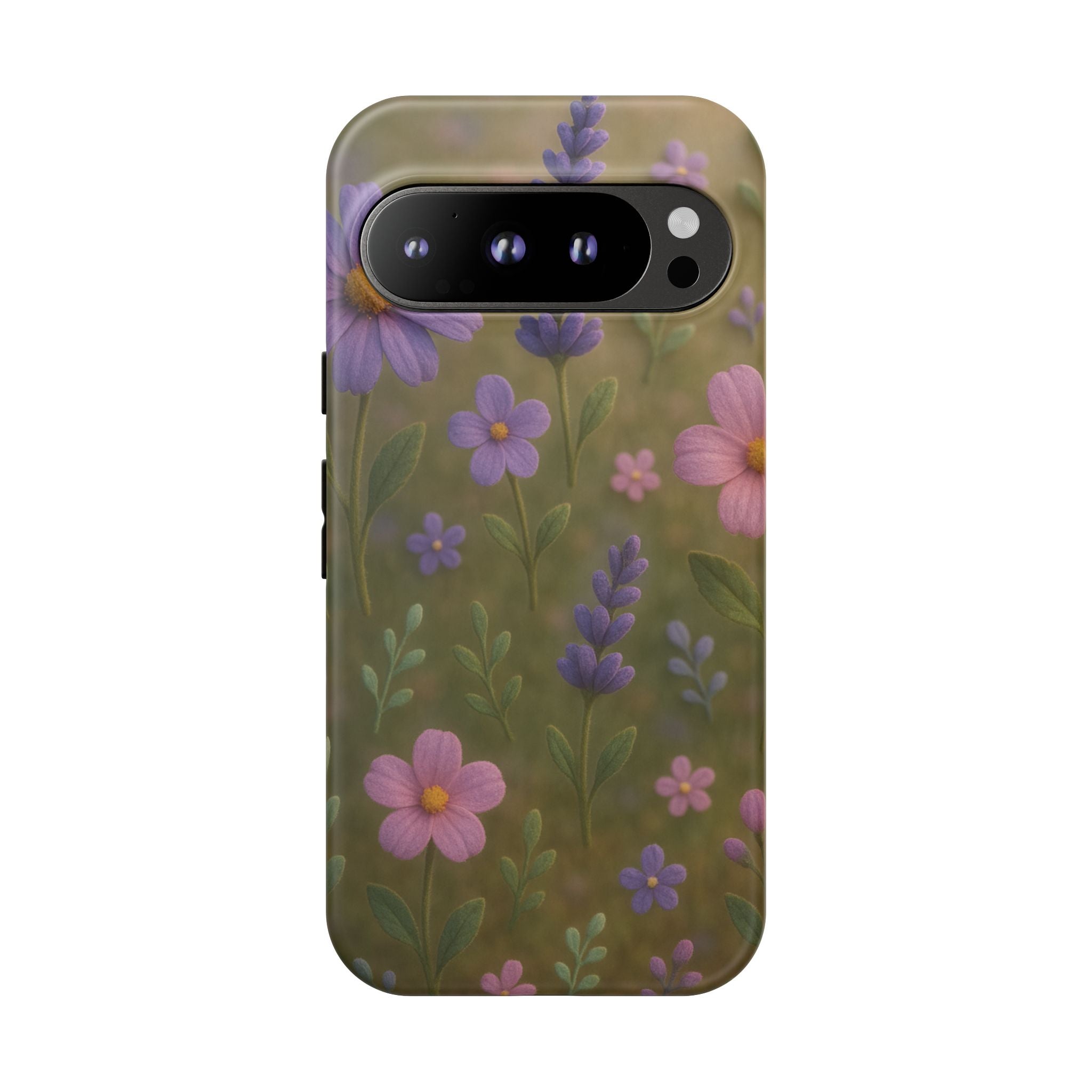 Pastel Flowers 3D Illusion Wildflower Phone Case Cute Pastel Floral Design in Lavender, Pink, Mint Green Aesthetic Protective Case for iPhone and  Android