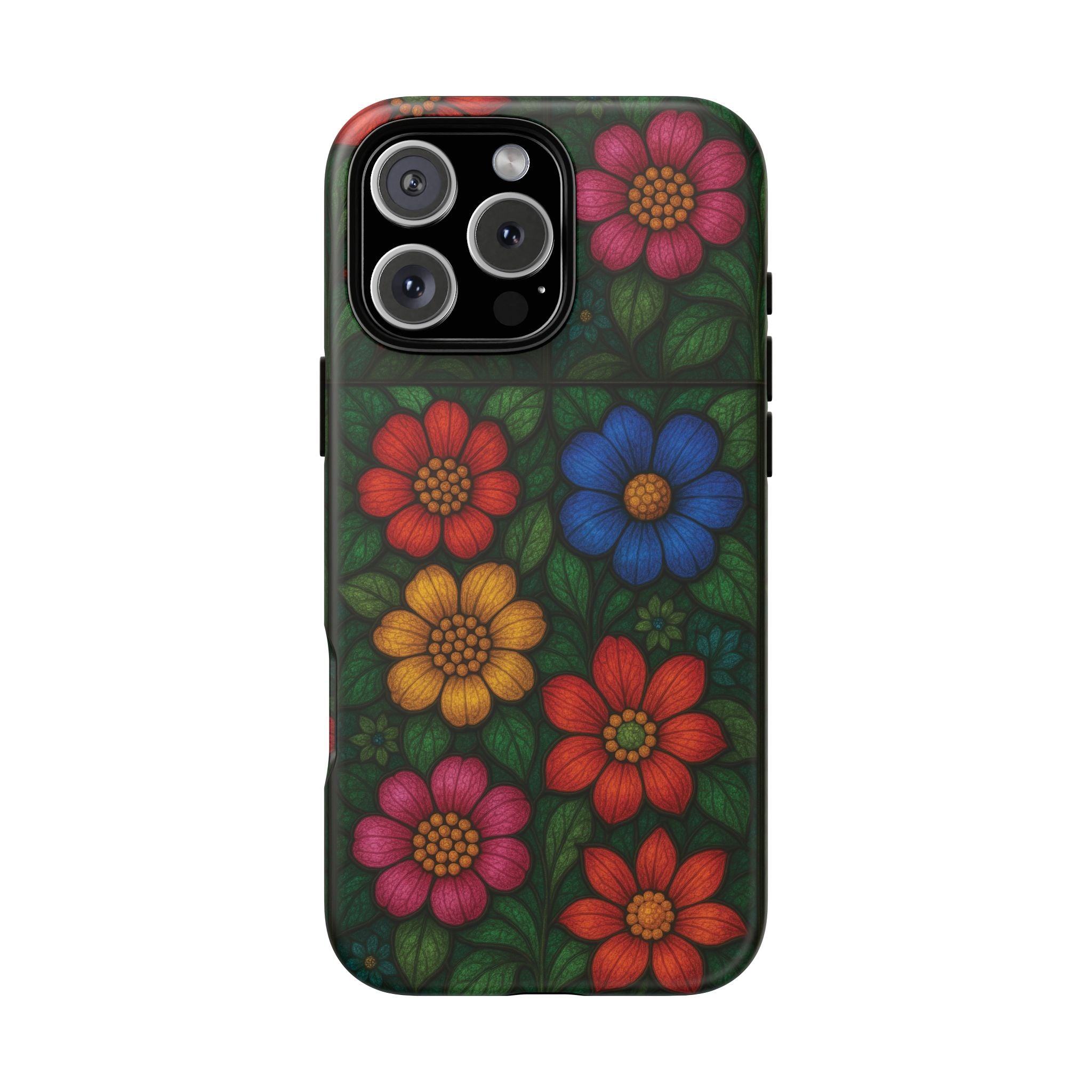 Coque de téléphone effet vitrail floral lumineux Art abstrait coloré, Étui de protection esthétique pour iPhone, Samsung et Google, Idée cadeau unique pour maman