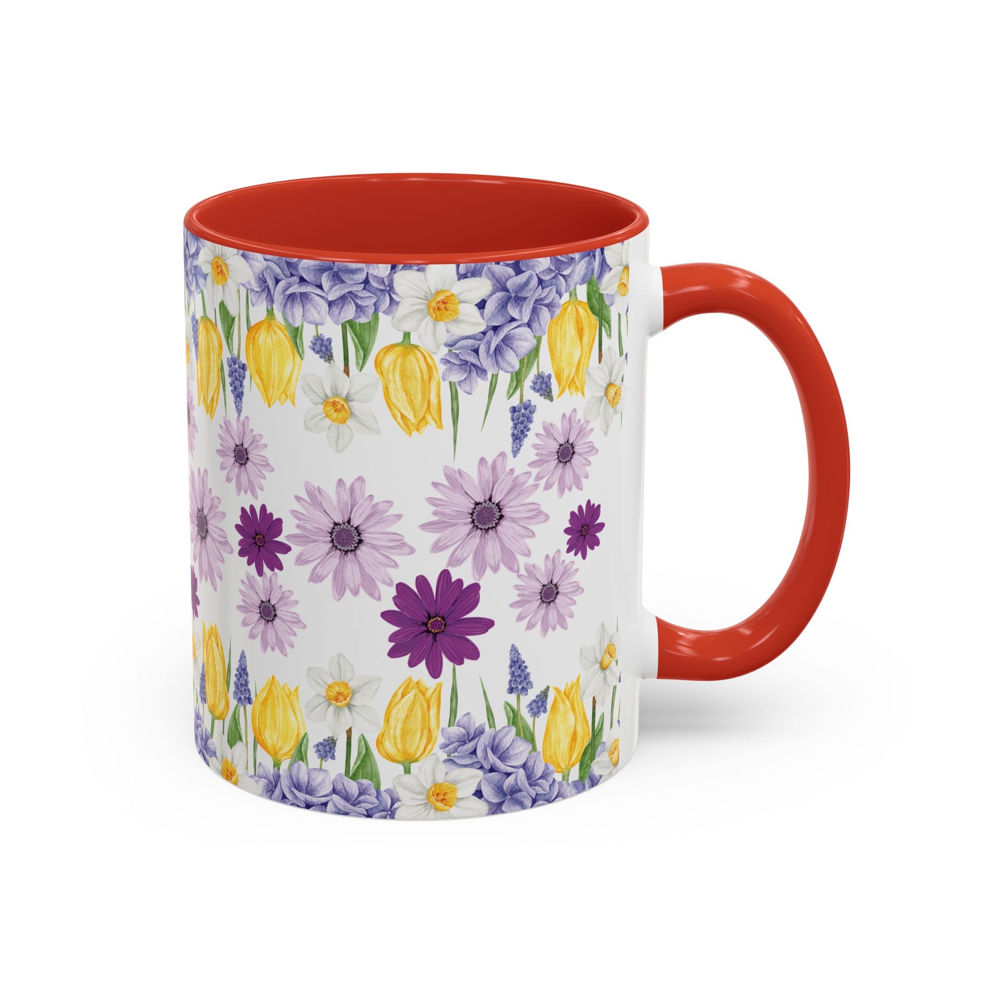 Botanical Floral Mug  Lavender & Yellow Flowers, Ceramic 11oz & 15oz Cup, Ideal Gift for Coffee Lovers, Mother's Day, or Cozy Spring Mornings