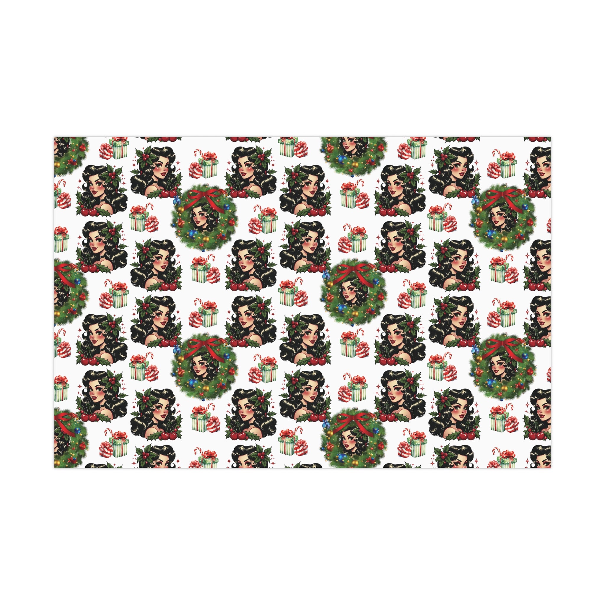 Retro Women Christmas Theme Wrapping Paper Vintage-Inspired Gift Wrap Perfect for Christmas Gifts and Special Occasions, Moms Gift - MRSBYVALLE