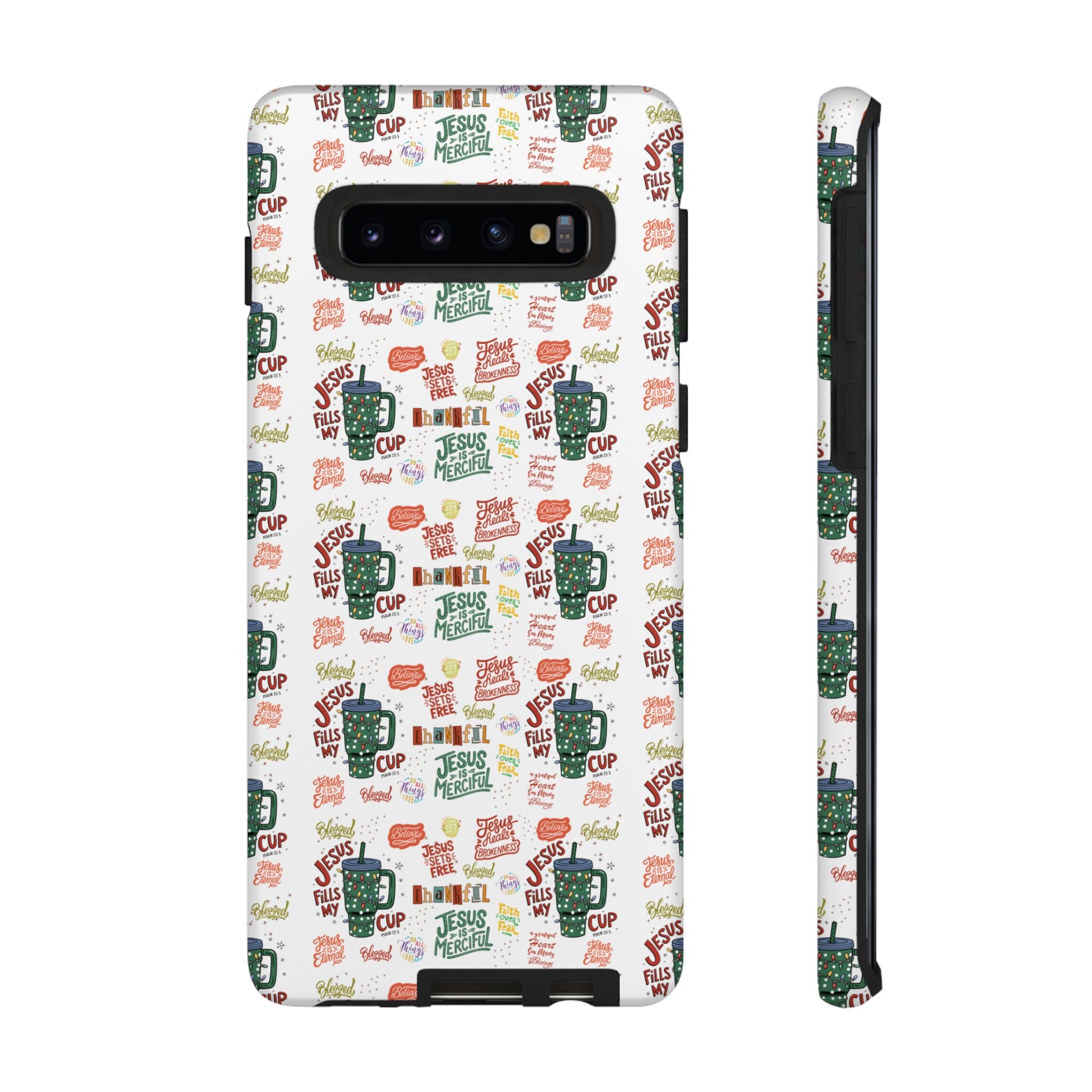 Jesus Fill My Cup Phone Case Cute Floral Design in Red, Pink, Blue – Aesthetic Protective Case for iPhone and  Android