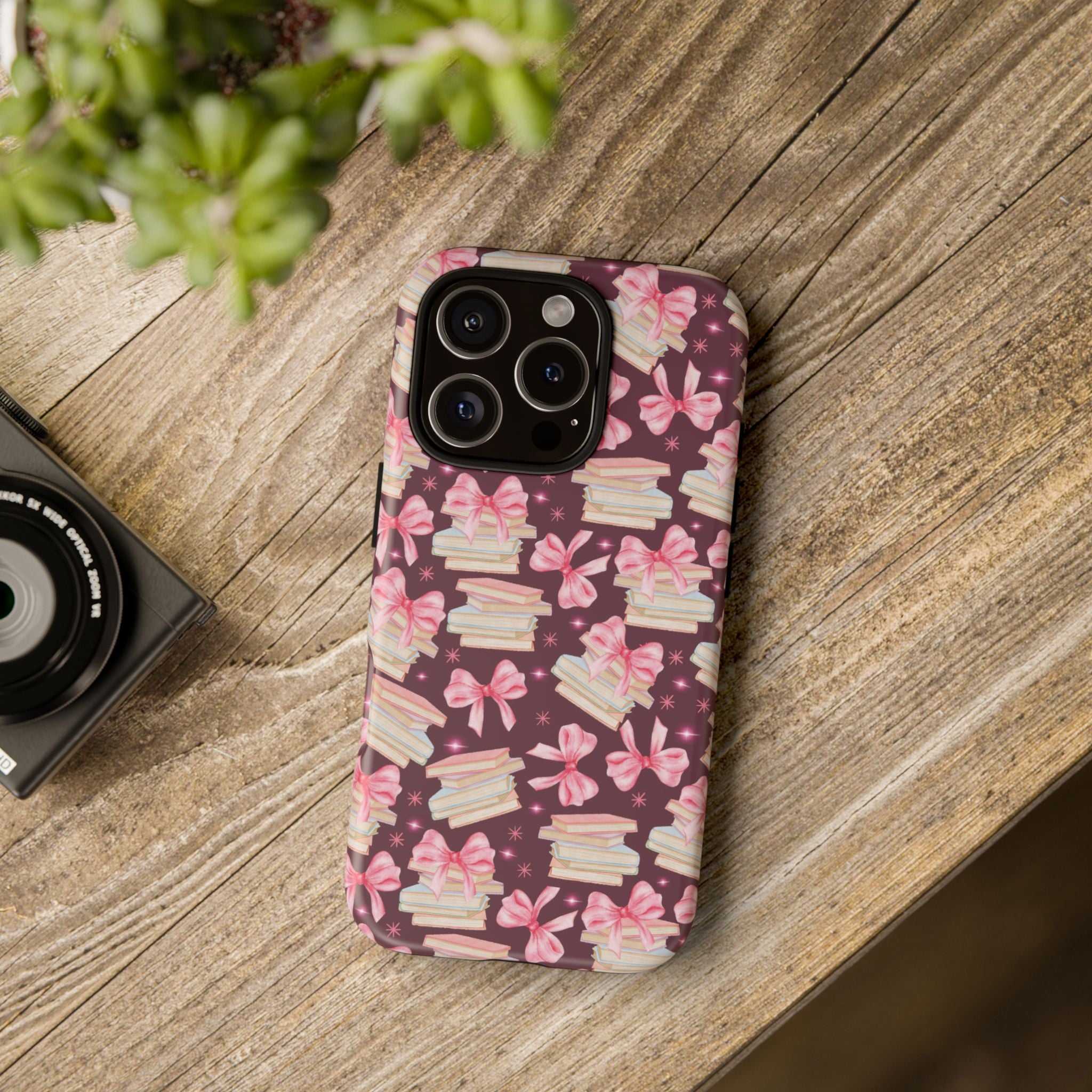 Coquette Pink Bows & Books Phone Case for iPhone 17 and Samsung, Pixel | Stylish Protective Cover Gift for Her Perfect for Floral Lover