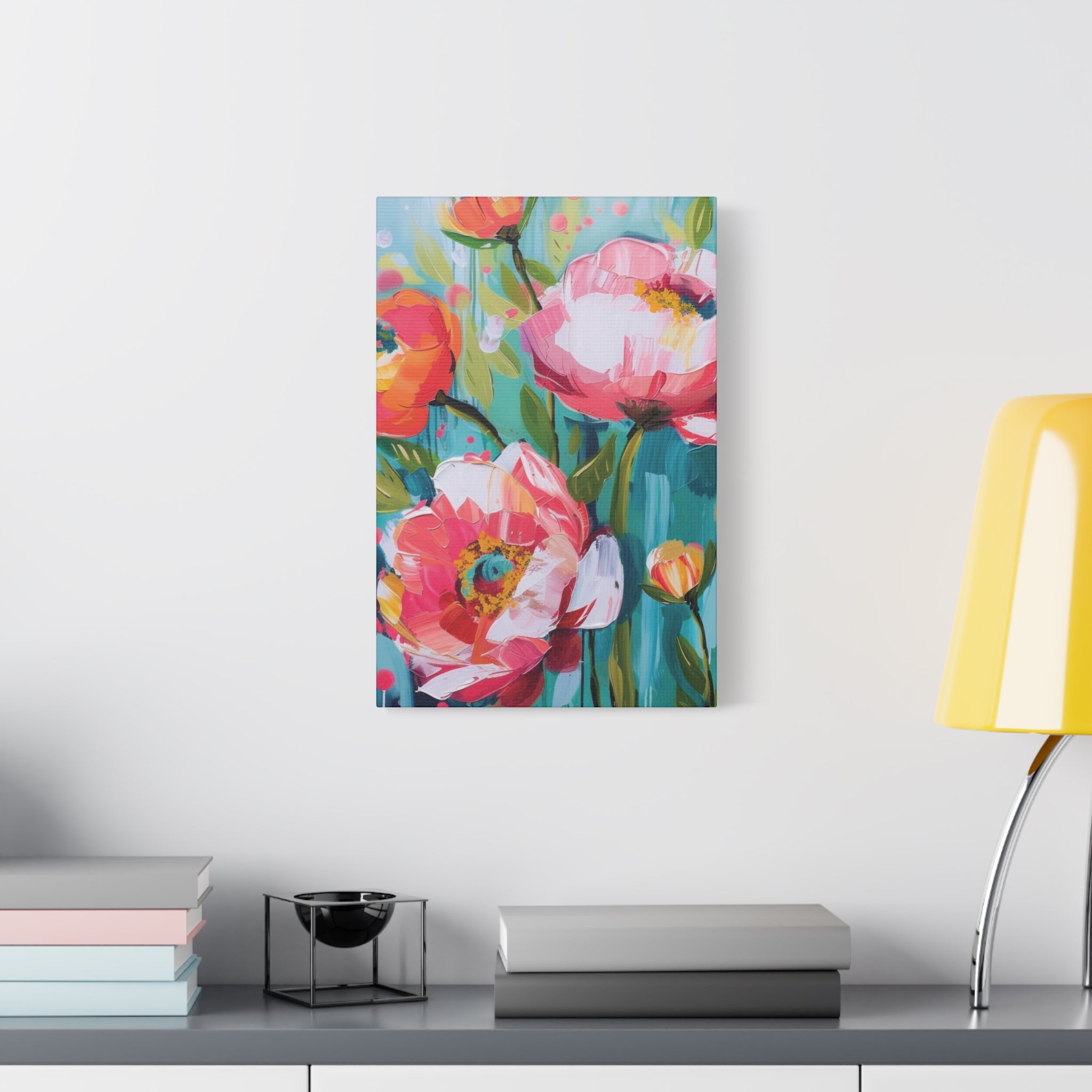 Unique Boho Floral Wall Art Matte Canvas Stretched, Vibrant Botanical Design, Perfect for Living Room, Bedroom, or Office Decor, Adds a Stylish Touch to Any Space - MRSBYVALLE