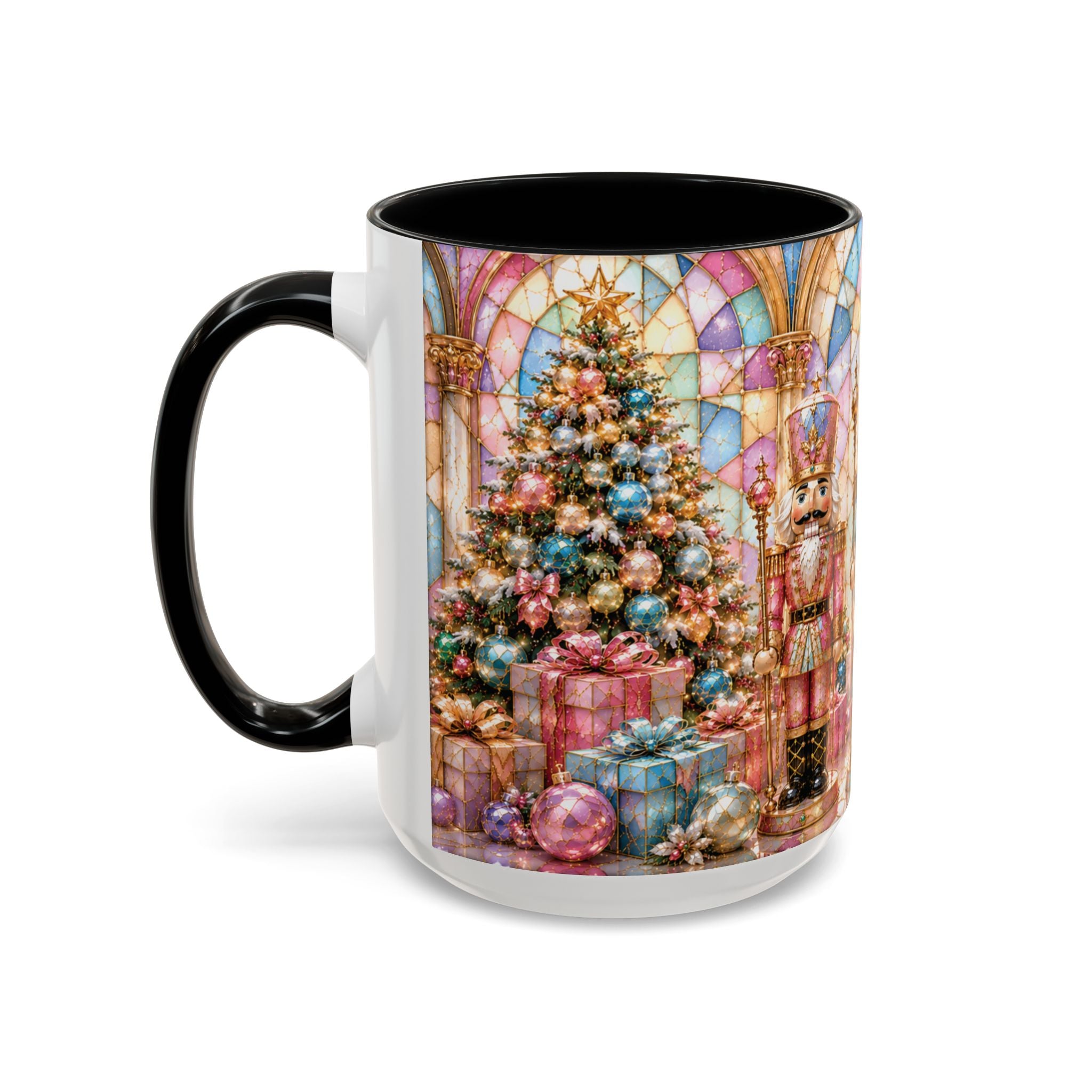 Nutcracker Christmas Coffee Mug – Festive Stained-Glass Holiday Accent Cup (11/15oz) Gift for Her