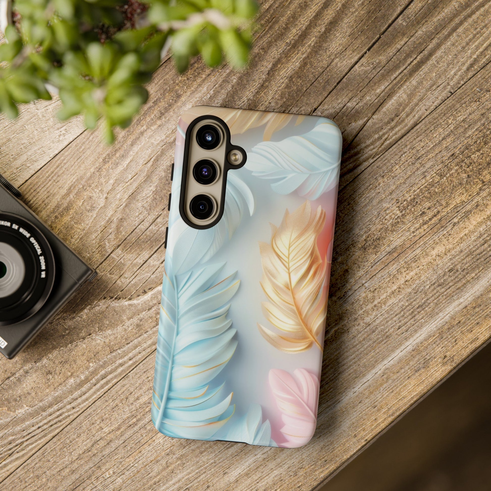 Pastel Feathers Protective Phone Case Gift for Her Phone 15, Samsung iPhone Samsung Gift for Her Case iPhone 15, Samsung iPhone Samsung Accessory Gift for Her