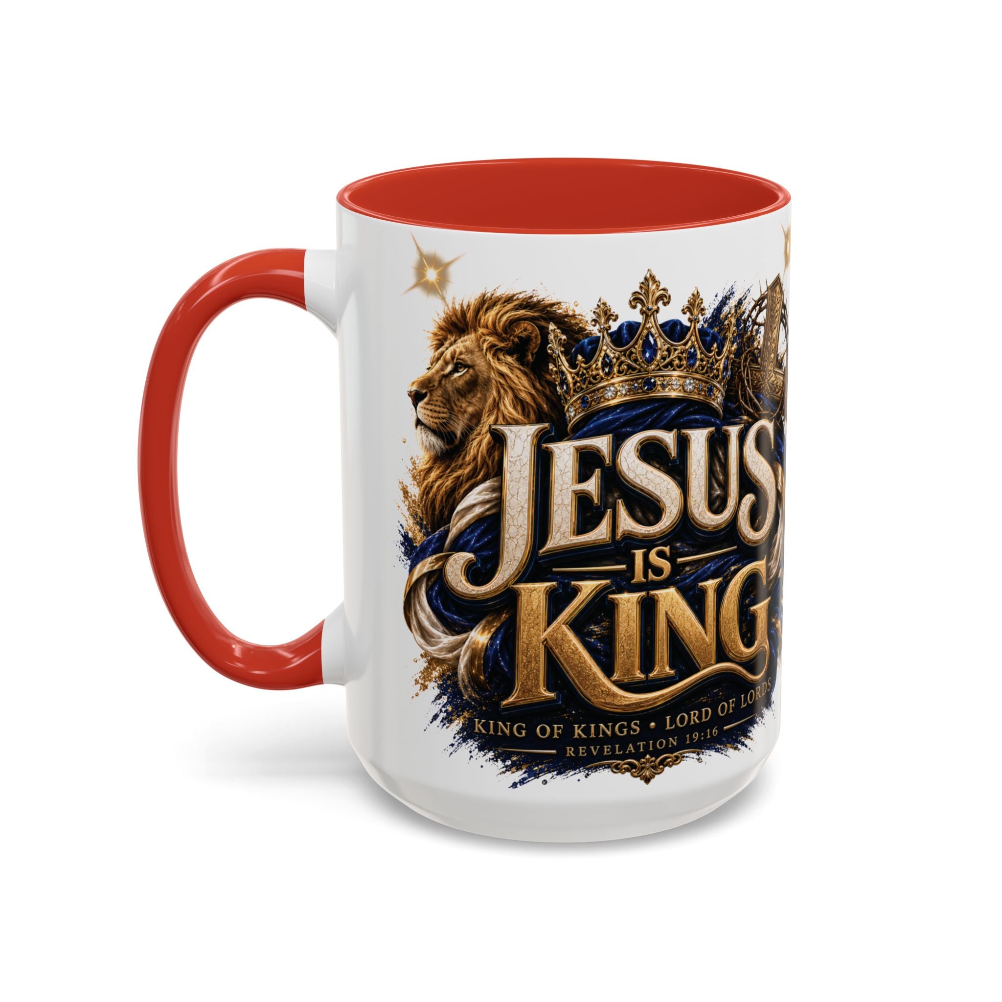 Jesus Is King Coffee Mug Christian Faith Accent Mug (11/15oz) Gift for Dad Mom