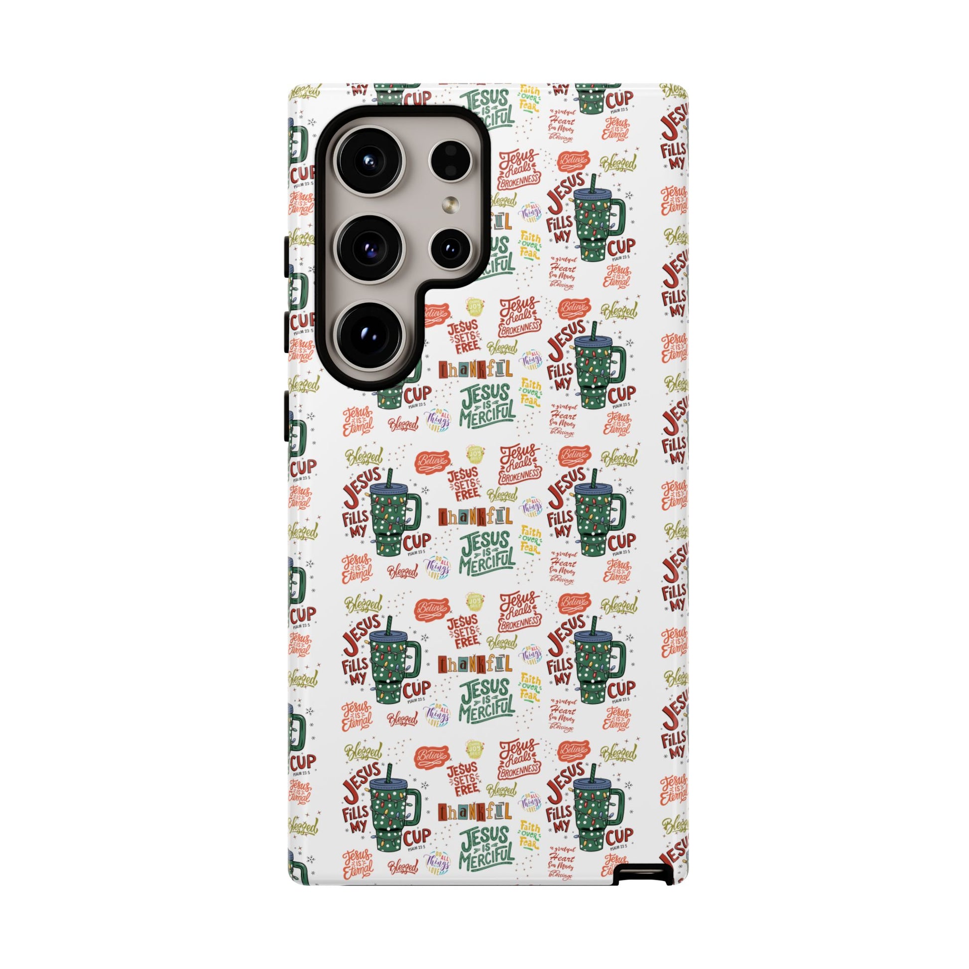 Jesus Fill My Cup Phone Case Cute Floral Design in Red, Pink, Blue – Aesthetic Protective Case for iPhone and  Android