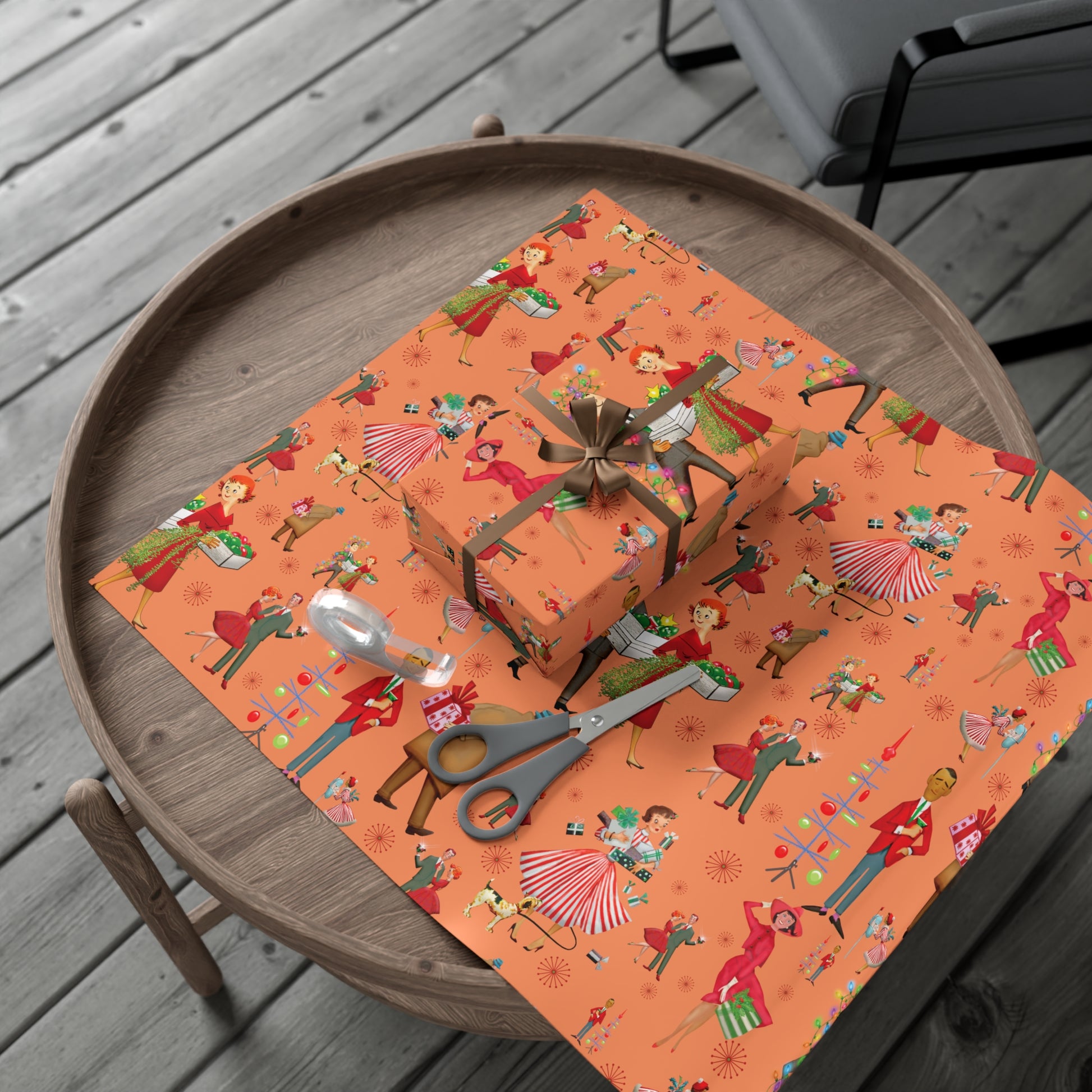 Christmas Vintage 50s Retro Wrapping Paper | Classic Holiday Designs | Nostalgic Gift Wrap | Mid-Century Holiday Patterns | Unique Retro Christmas Decorations | Festive Retro Style Christmas - MRSBYVALLE