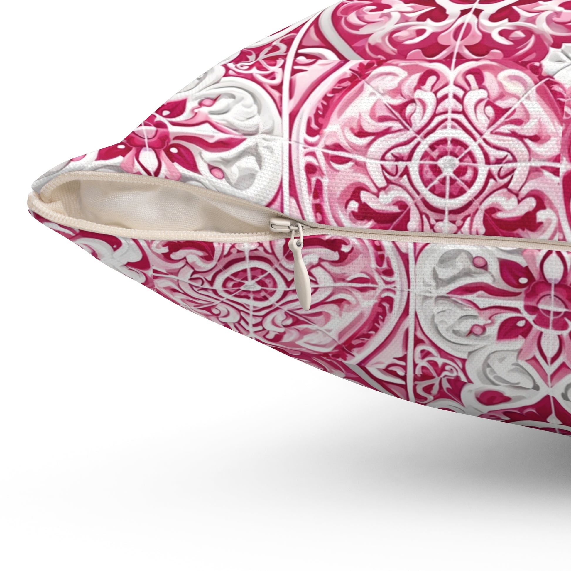 Housewarming Pink and White Mediterranean Tile Design Square Decorative Pillow Elegant Home Accent Home Decor | Premium Quality, Soft, and Durable | Perfect for Couch, Bed, or Chair | Elegant Bedrooms Pillow Gift New House, Bridal Shower Gift - MRSBYVALLE