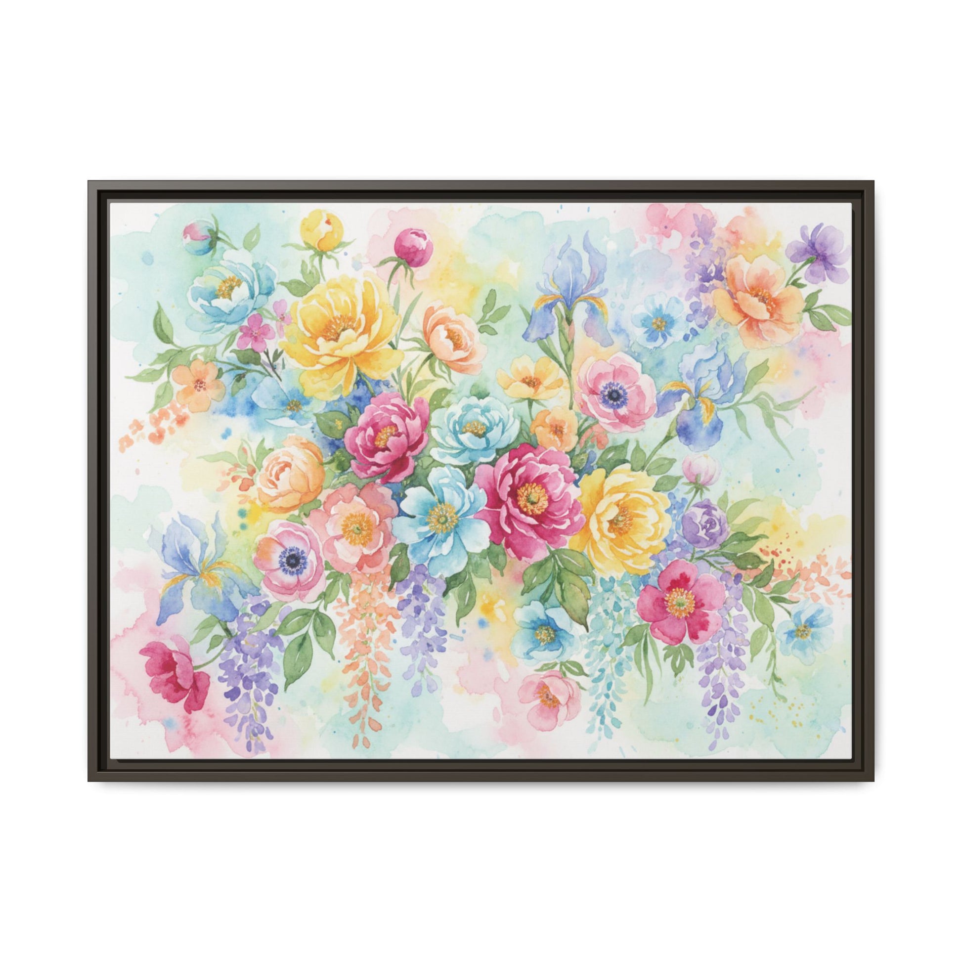 Watercolor Floral Bouquet Canvas, Framed Matte Wall Art | Multi-Color Wall Art