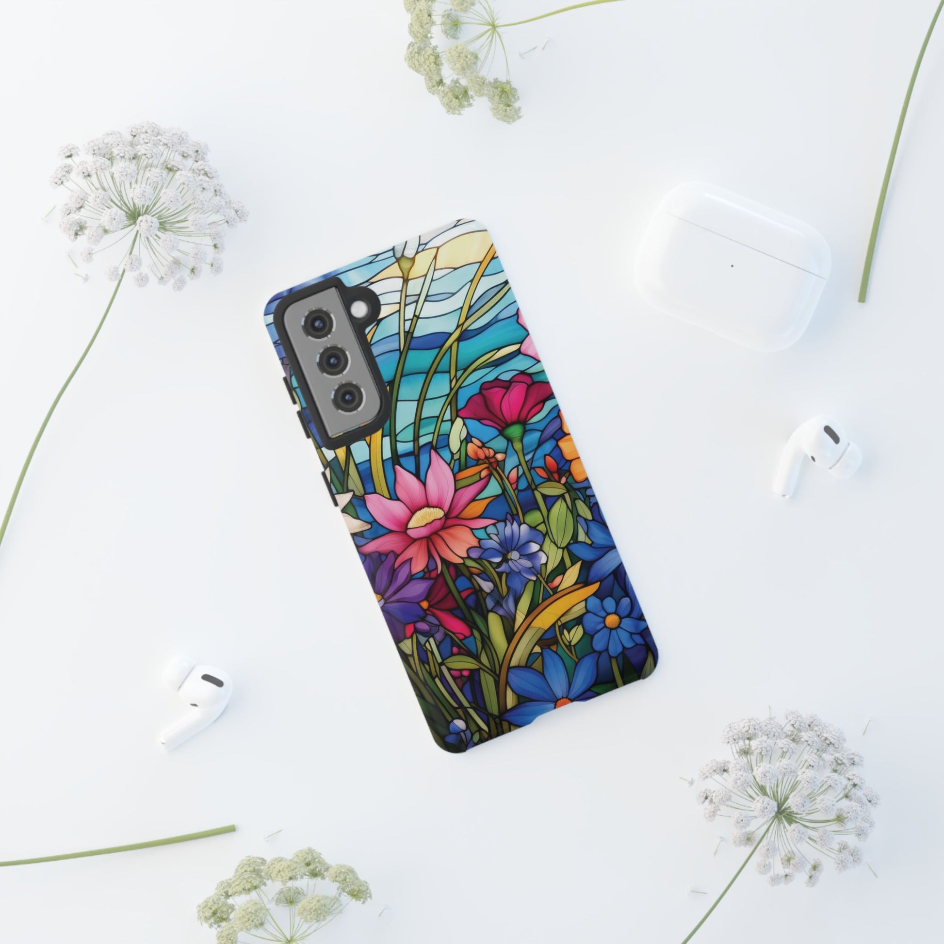 Wildflowers Stain Glass Illusion Phone Case Unique Holiday Protection for Your Device | Stylish & Durable Cover Gift for Her Phone 15, Samsung iPhone Samsung Accessory Gift for Her