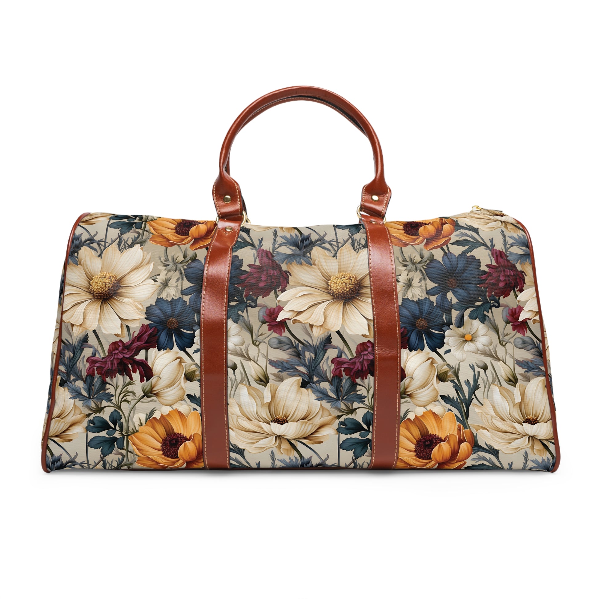 Stylish Waterproof Travel Bag Winter Floral in Navy, Amethyst, White Durable Versatile for Travel, Gym, and Everyday Adventures | Shop the Perfect All-Season Bag Perfect for Adventurers - MRSBYVALLE