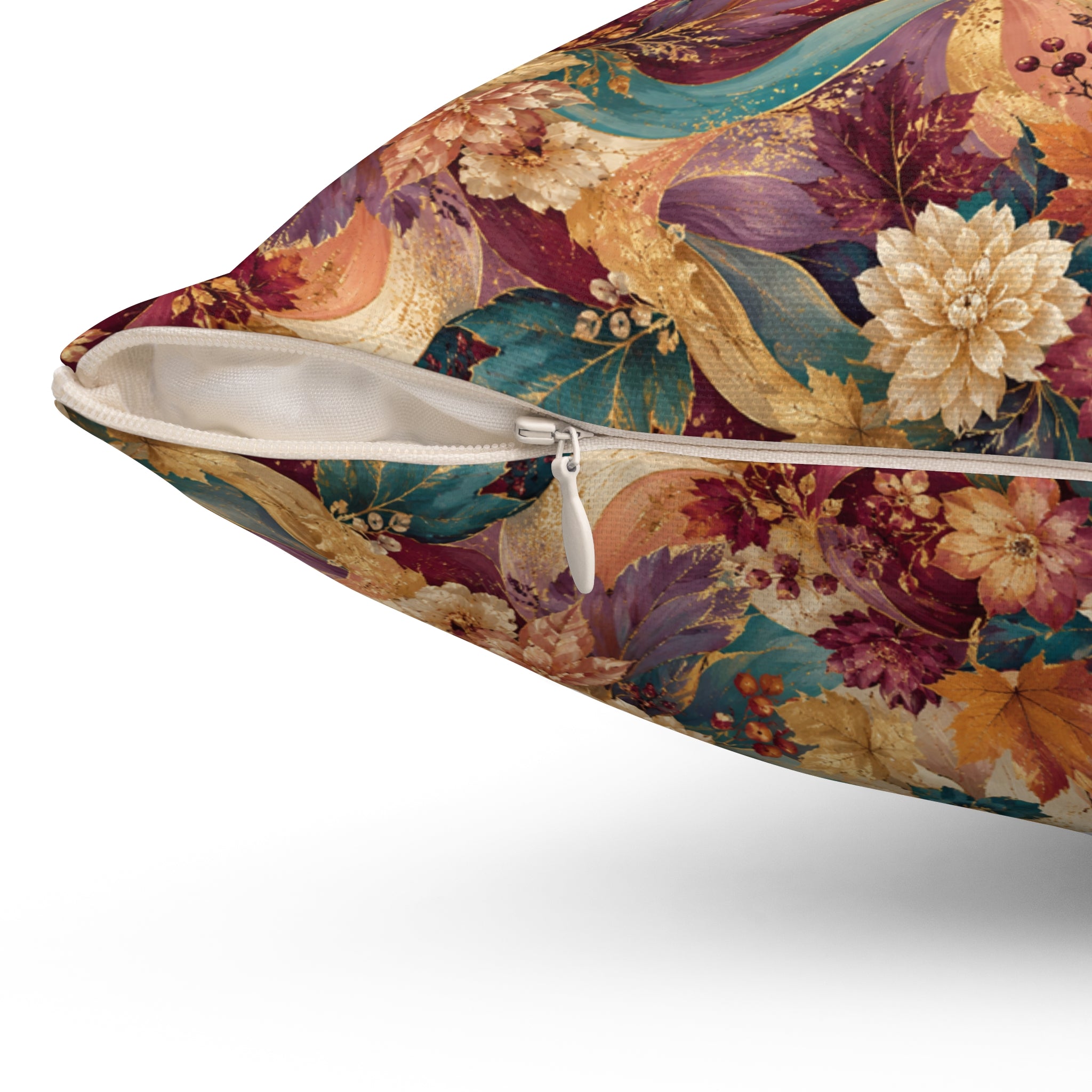 Bohemian Floral Throw Pillow Vintage Peony & Feather Pattern Office Pillow Decor