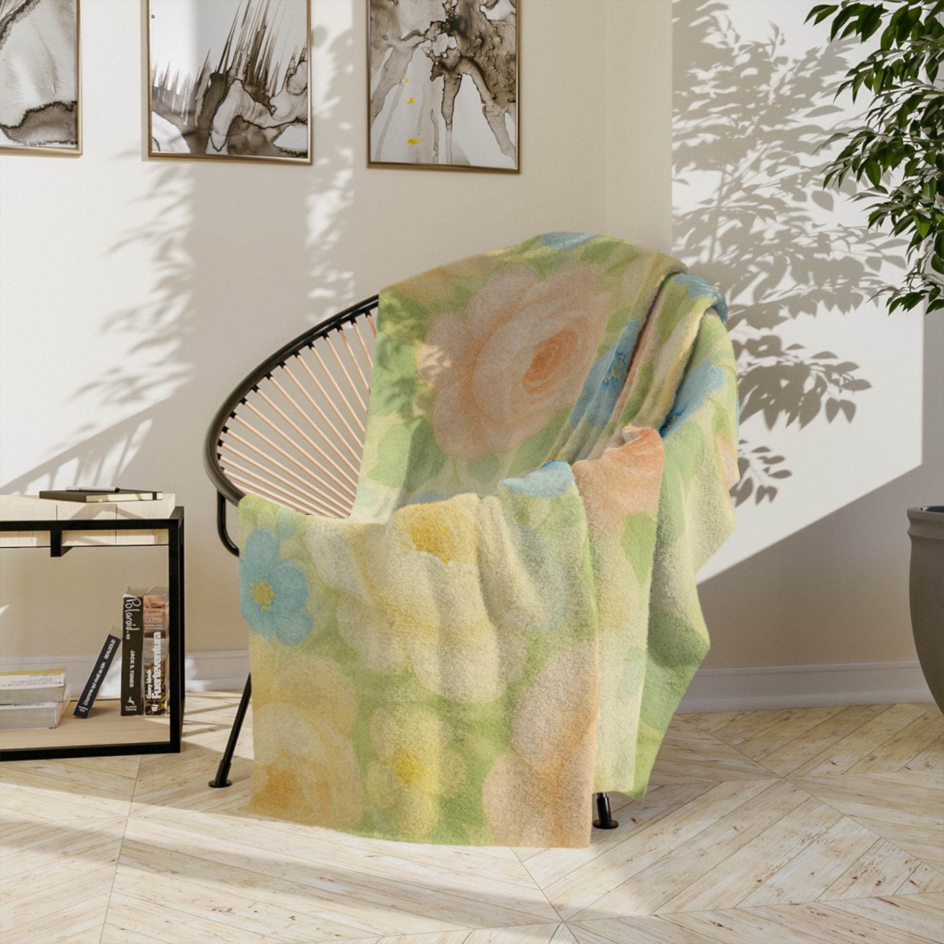 Vintage floral Yellow Flower Throw Blanket – Cozy Soft Botanical Design for Bed, Couch, or Reading Nook, Perfect Gift for Nature Lovers & Home Refresh