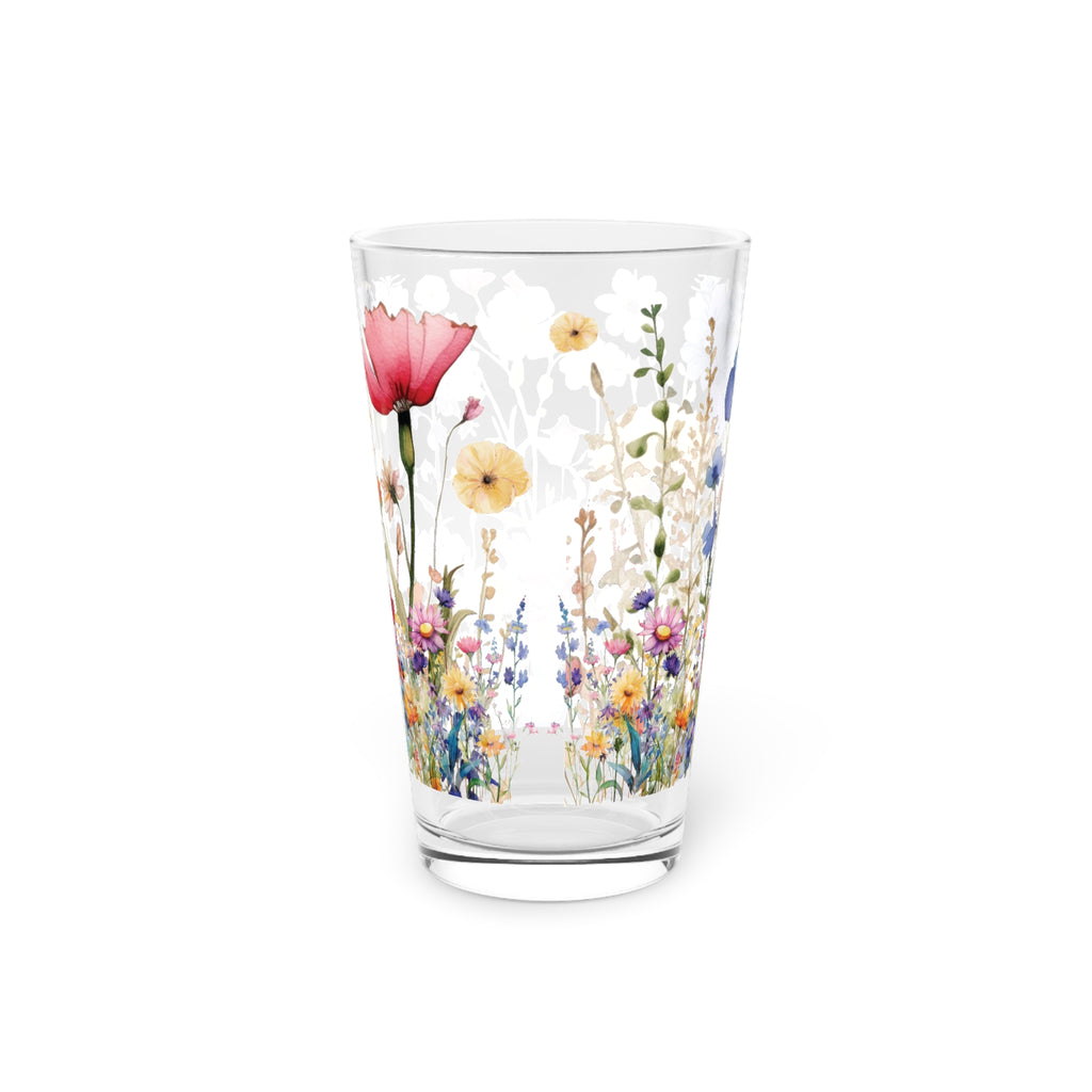 Watercolor Pink Purple Floral 16oz Pint Glass Delicate Blooms for Refreshing Sips Art Gifts, Party Drinkware, Cocktail Glass Drinkware, Housewarming Perfect Gift Party Drinkware, Cocktail, Wedding Perfect for Parties - MRSBYVALLE