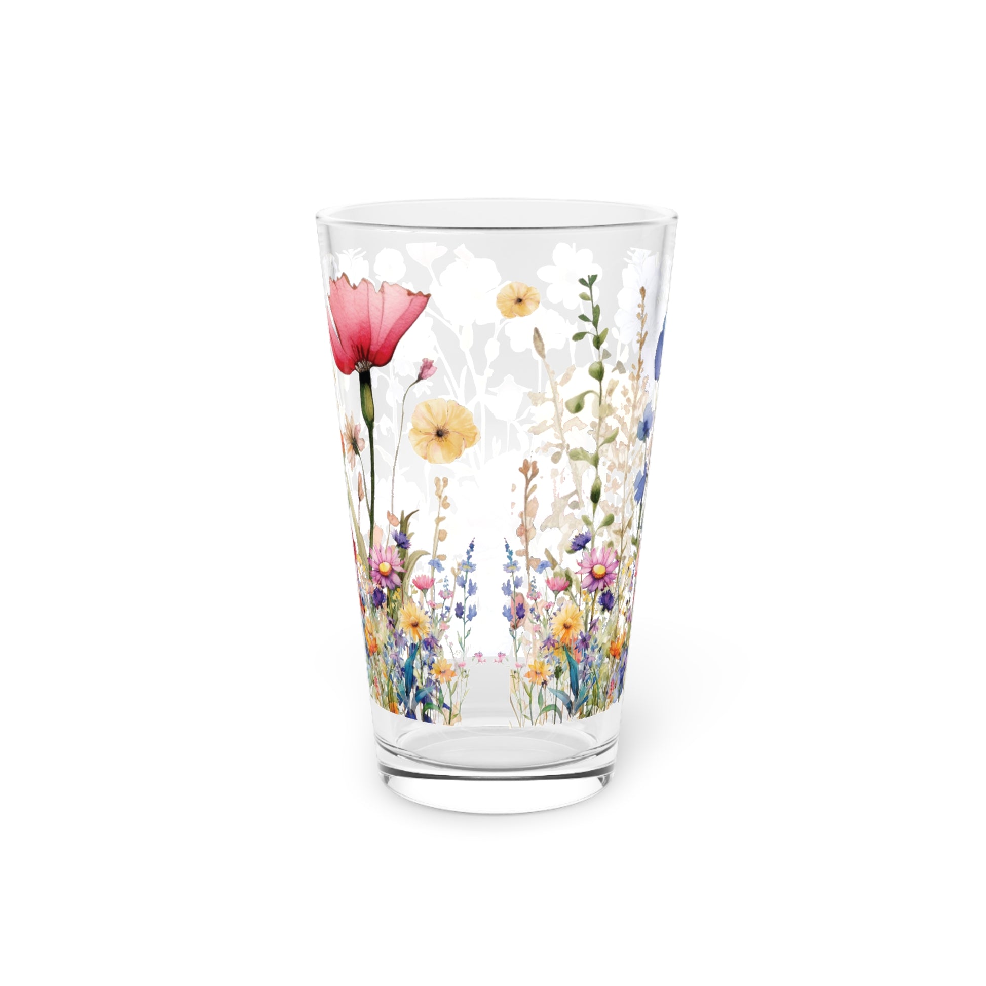 Watercolor Pink Purple Floral 16oz Pint Glass Delicate Blooms for Refreshing Sips Art Gifts, Party Drinkware, Cocktail Glass Drinkware, Housewarming Perfect Gift Party Drinkware, Cocktail, Wedding Perfect for Parties - MRSBYVALLE