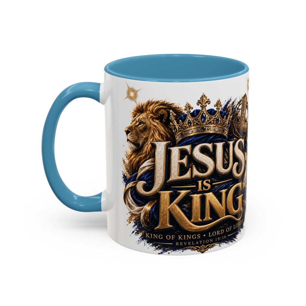 Jesus Is King Coffee Mug Christian Faith Accent Mug (11/15oz) Gift for Dad Mom