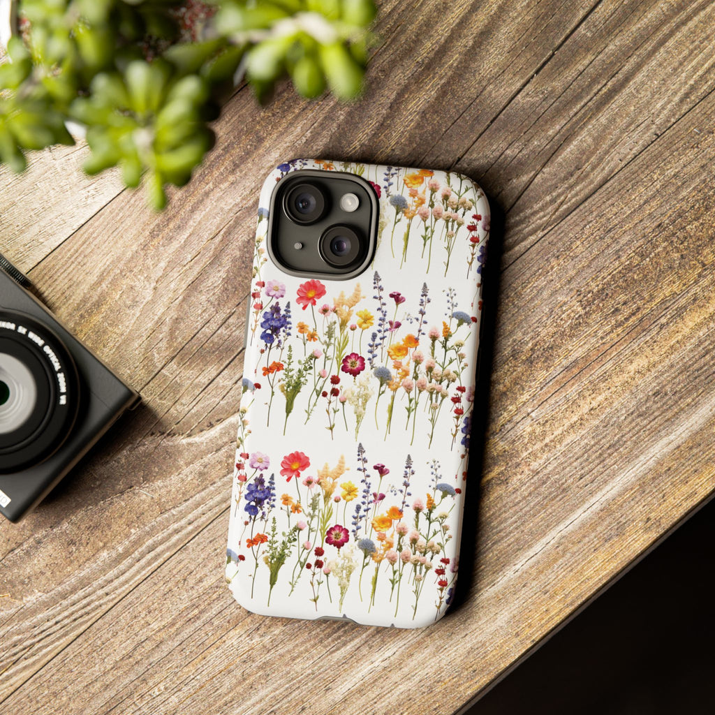 White Best Phone Case Press Flowers Floral 3D Illusion Luxury Tough Case Floral Elegant Durable Stylish for Modern Devices iPhone 17, 16, 15, Samsung iPhone Samsung Accessory Gift for Her